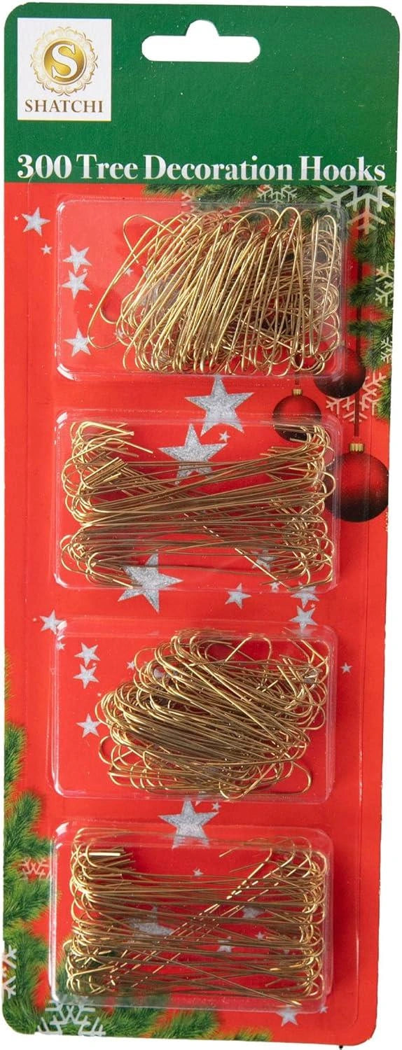 300Pcs Tree Decoration Hooks Gold