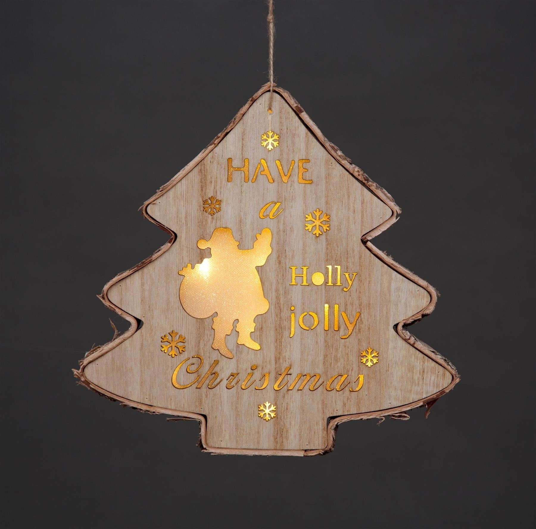 Led Wooden Christmas Hanging Decoration Battery Operated Tree Shape