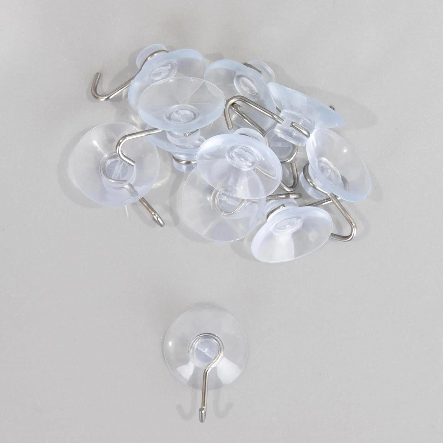 24Pcs Suction Cups Metal Hooks 2.3Cm