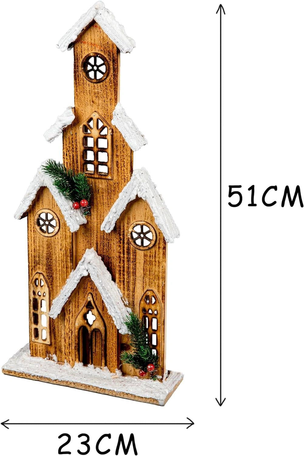 Led Brown Wooden House - 24*8*51Cm