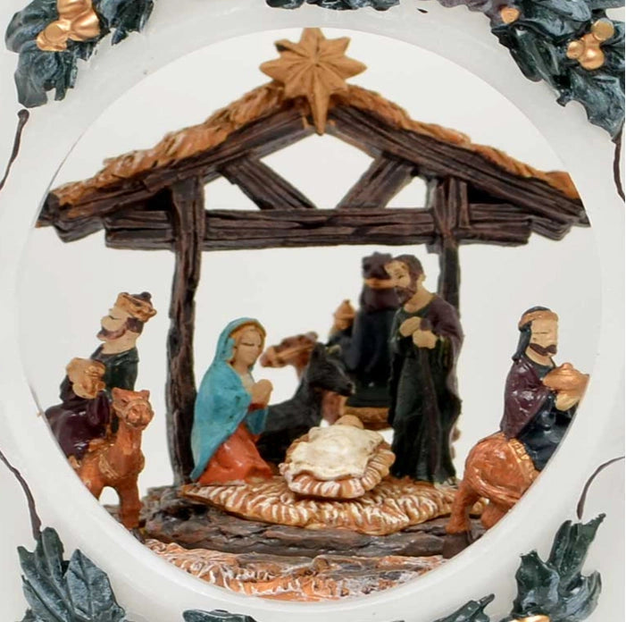 Musical Nativity Christmas Candle with Moving Figures Xmas Decoration
