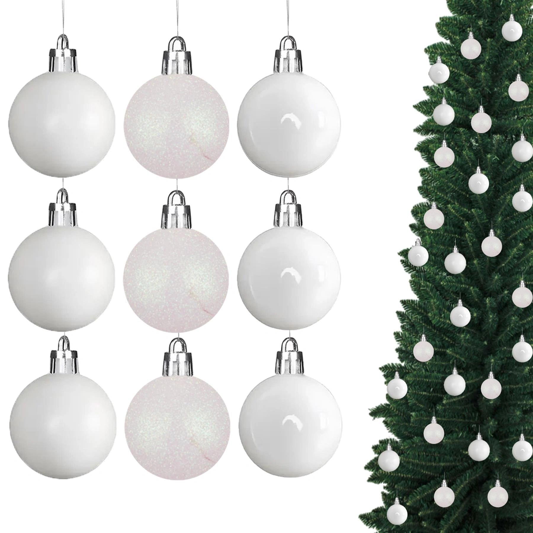 18pcs Christmas Baubles Tree Ornaments White Ball Xmas Festive Hanging Decor 5cm