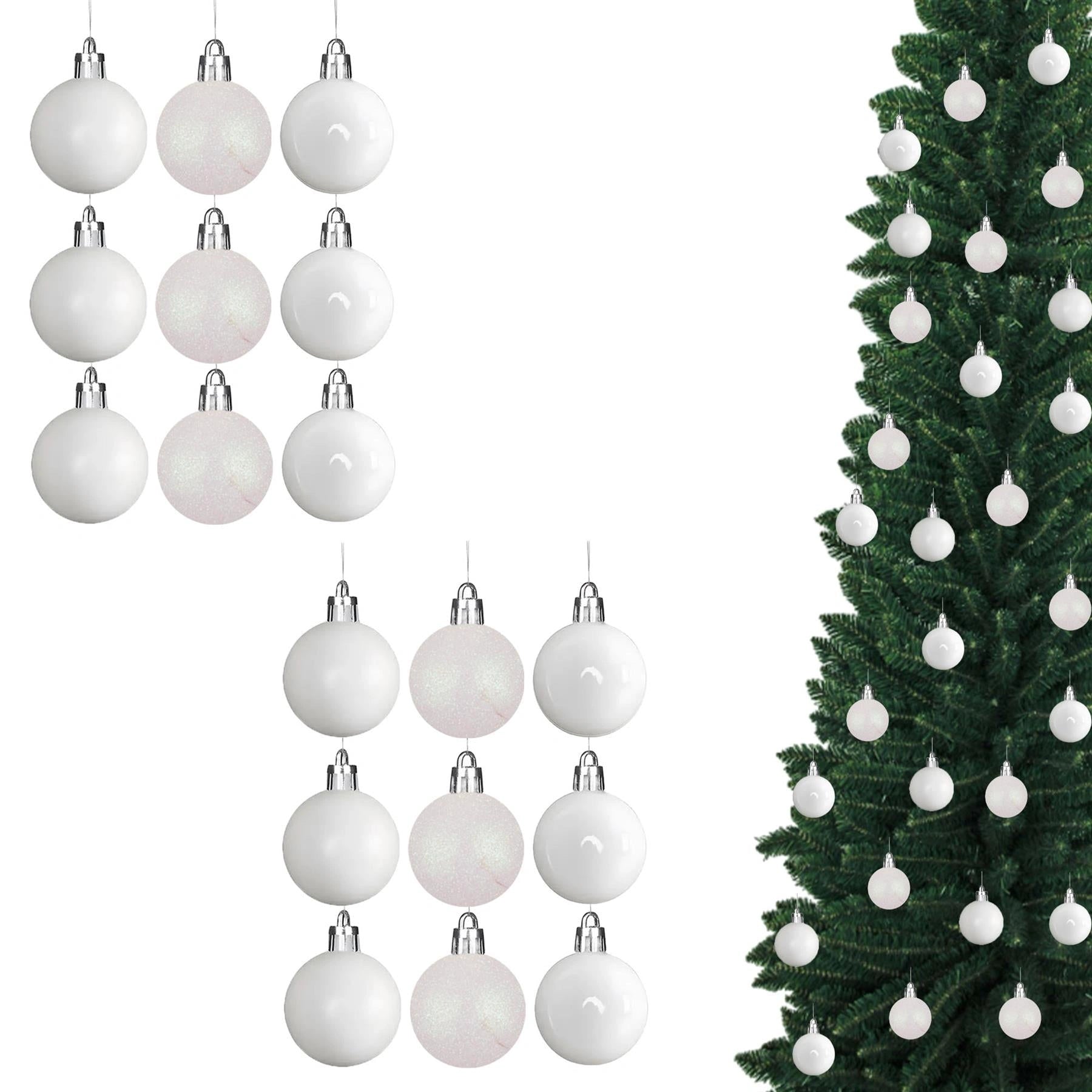 18pcs Christmas Baubles Tree Ornaments White Ball Xmas Festive Hanging Decor 5cm