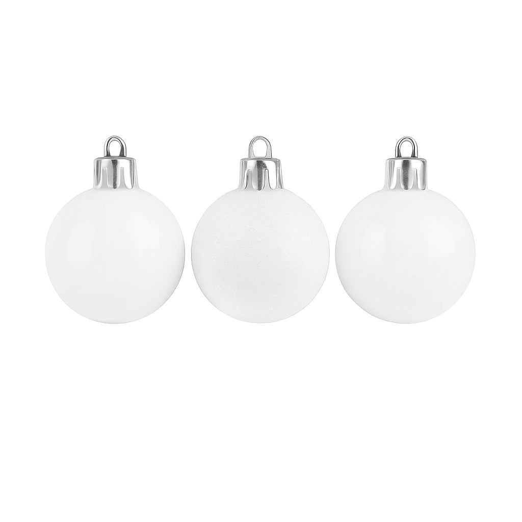 18pcs Christmas Baubles Tree Ornaments White Ball Xmas Festive Hanging Decor 5cm