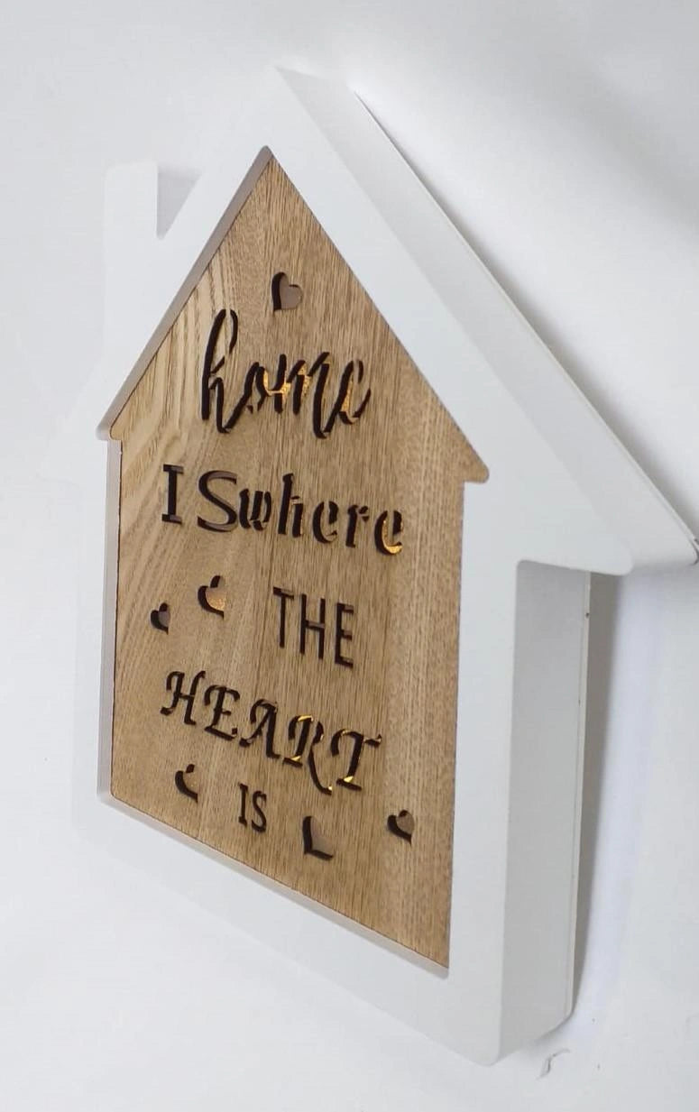 Led Light Up Christmas Frame Home Shape Room Wall Decoration