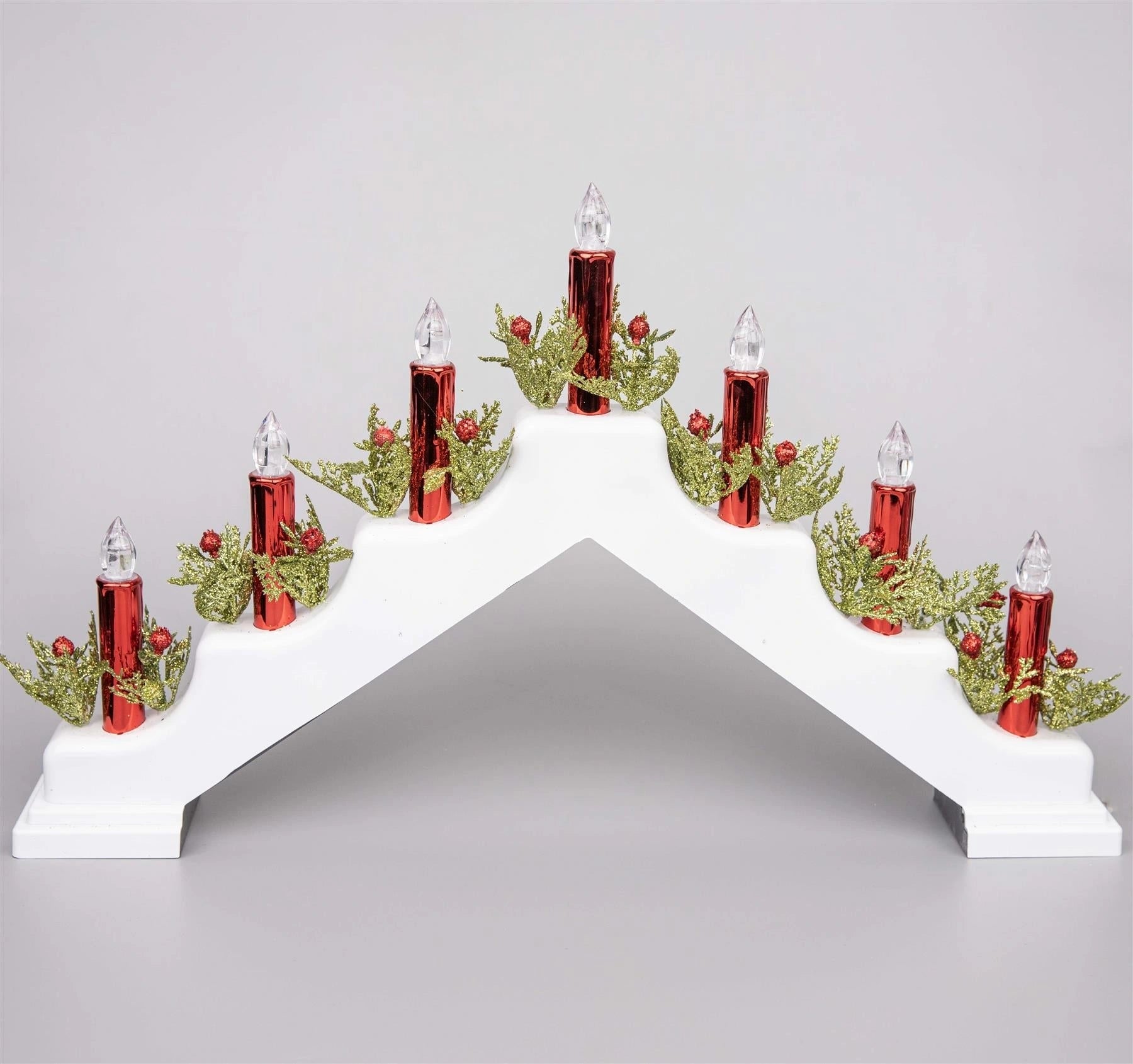 Pre-Lit Christmas Candle Bridge Arch LED Light B/O Window Table Xmas Home Decor