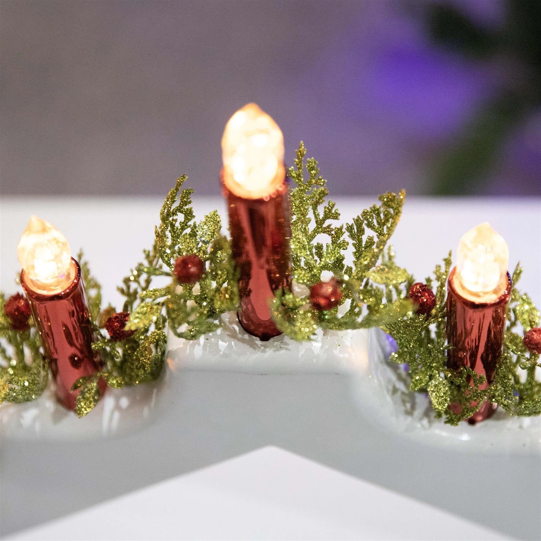 Pre-Lit Christmas Candle Bridge Arch LED Light B/O Window Table Xmas Home Decor