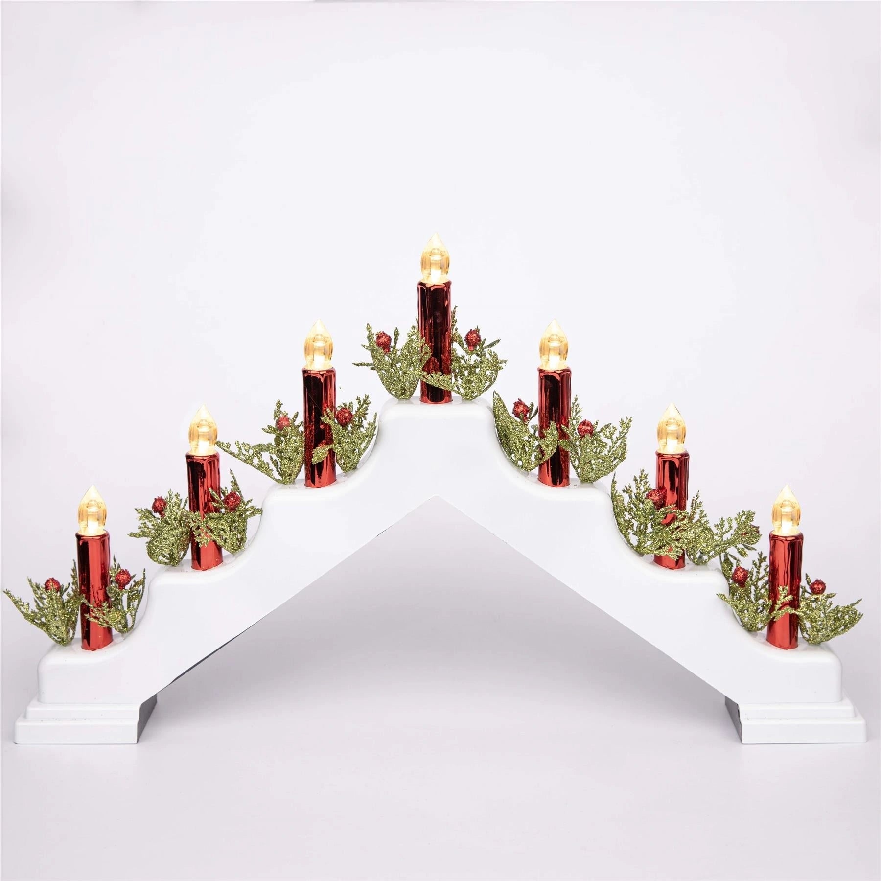 Pre-Lit Christmas Candle Bridge Arch LED Light B/O Window Table Xmas Home Decor