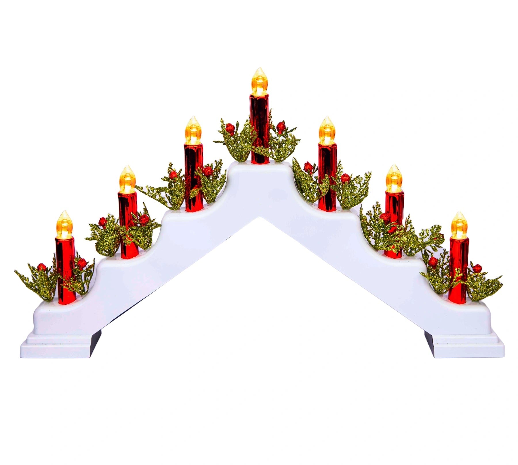 Pre-Lit Christmas Candle Bridge Arch LED Light B/O Window Table Xmas Home Decor
