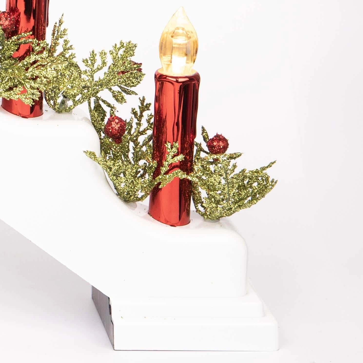 Battery Operated Plastic White Candle Bridge - H30Xw50Xd6.5Cm