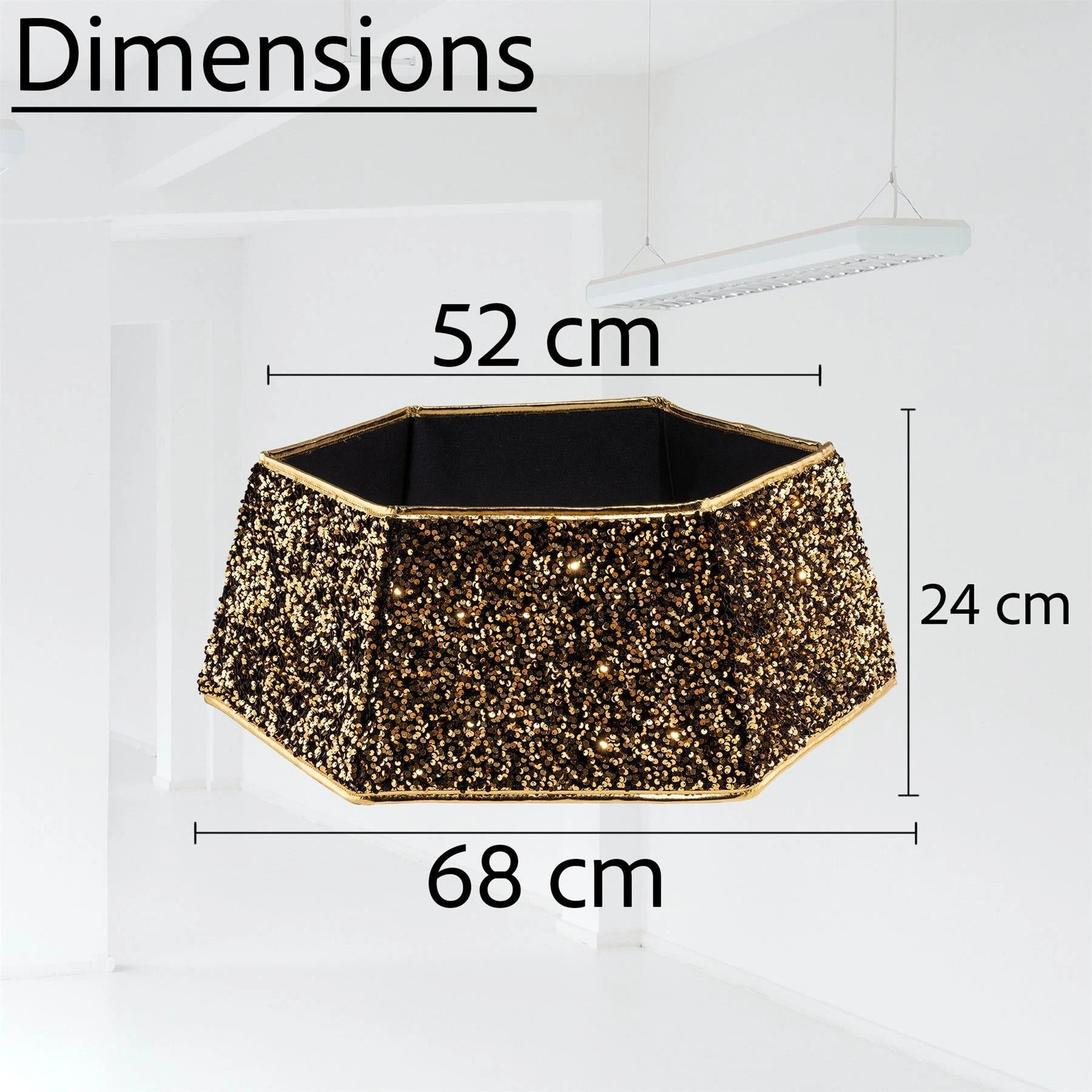 Christmas Tree Collar Foldable Stand Cover Gold Sequin Skirt Tree Decor 26.8''