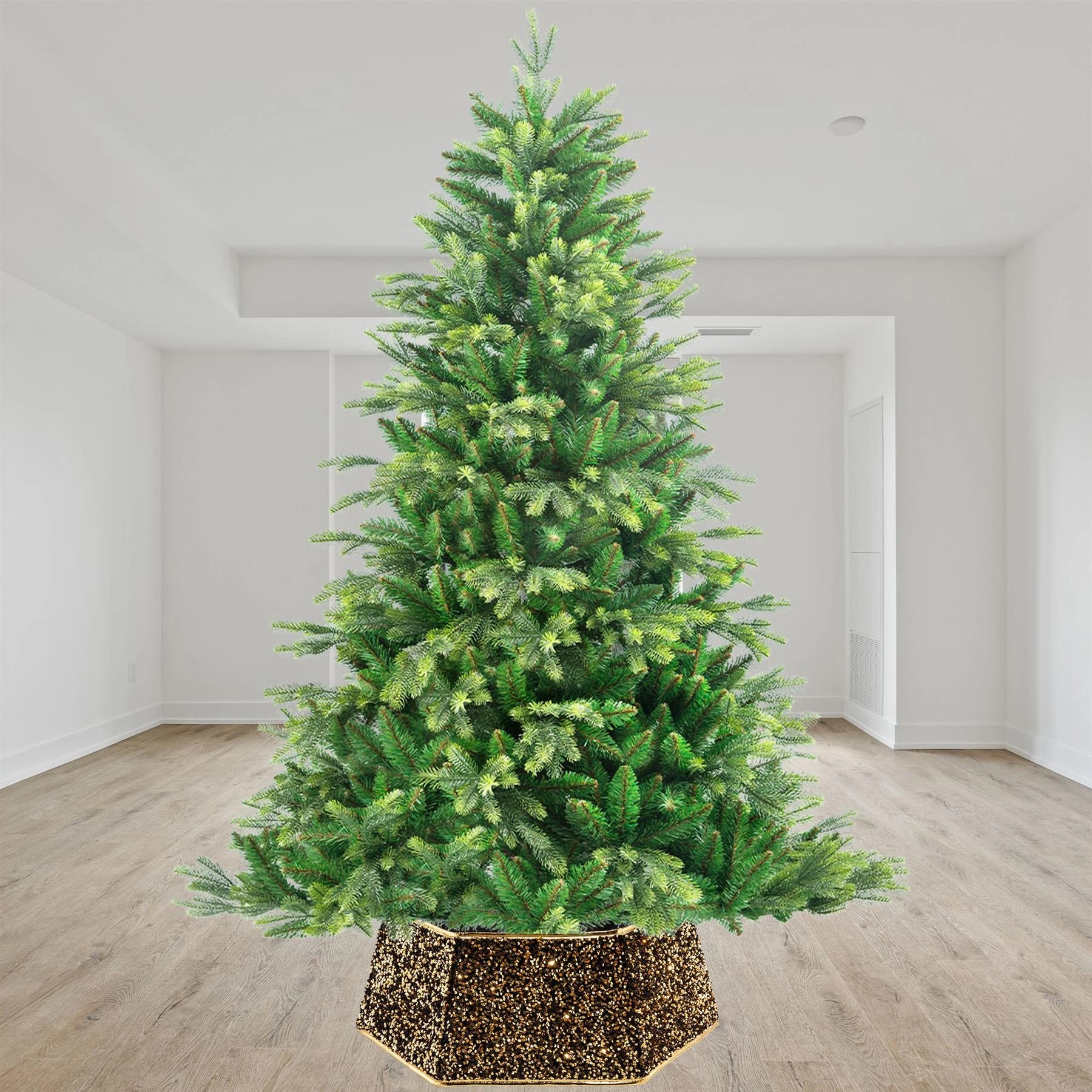 Christmas Tree Collar Foldable Stand Cover Gold Sequin Skirt Tree Decor 26.8''