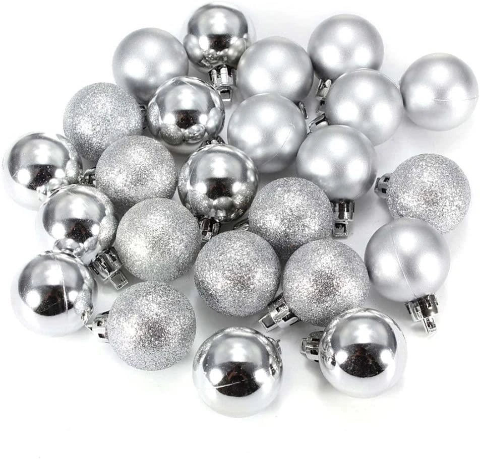Baubles Silver 3Cm-24Pcs Set -Pvc