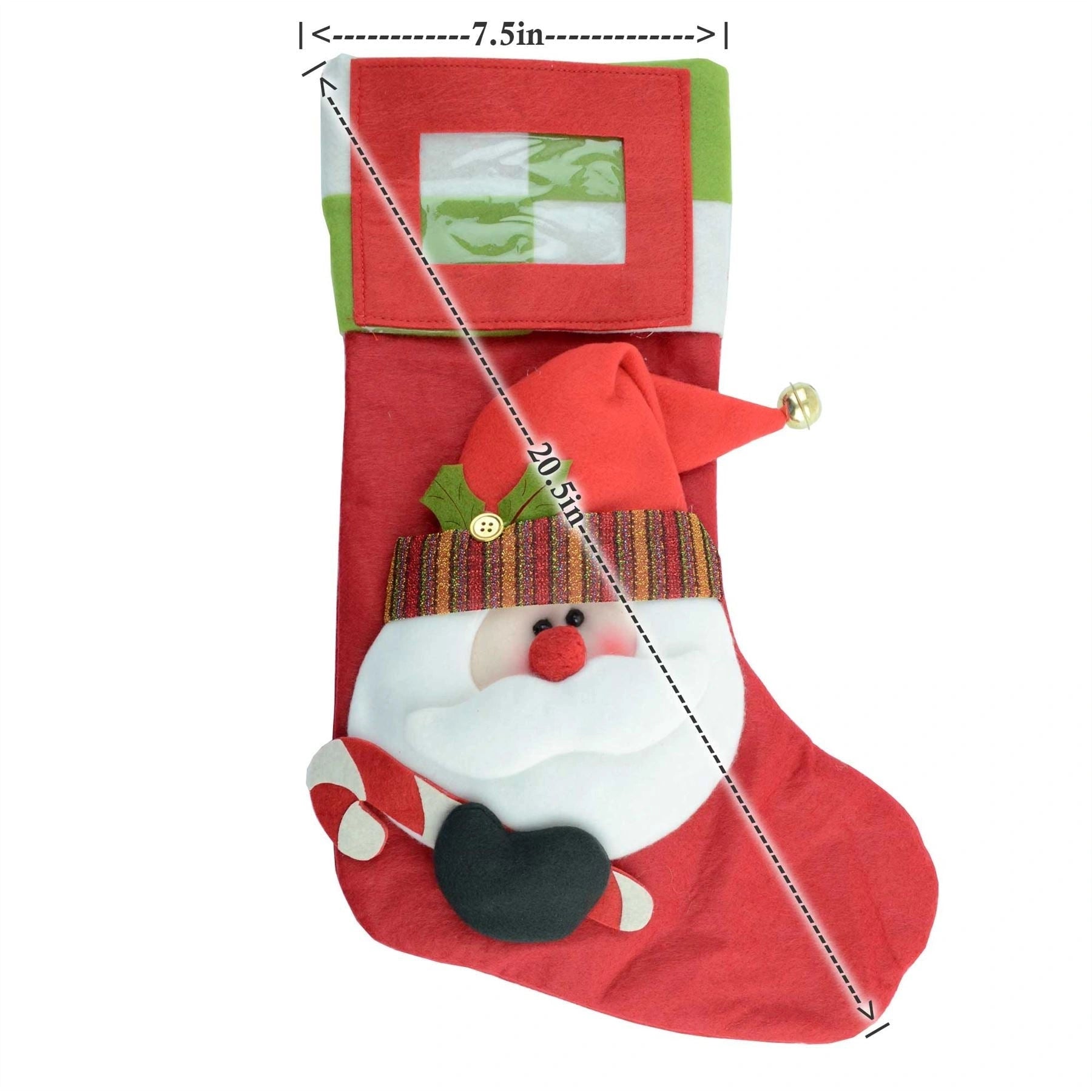 Christmas Santa Stocking Sack Bell Xmas Gifts Bags Photo Pocket Decorations