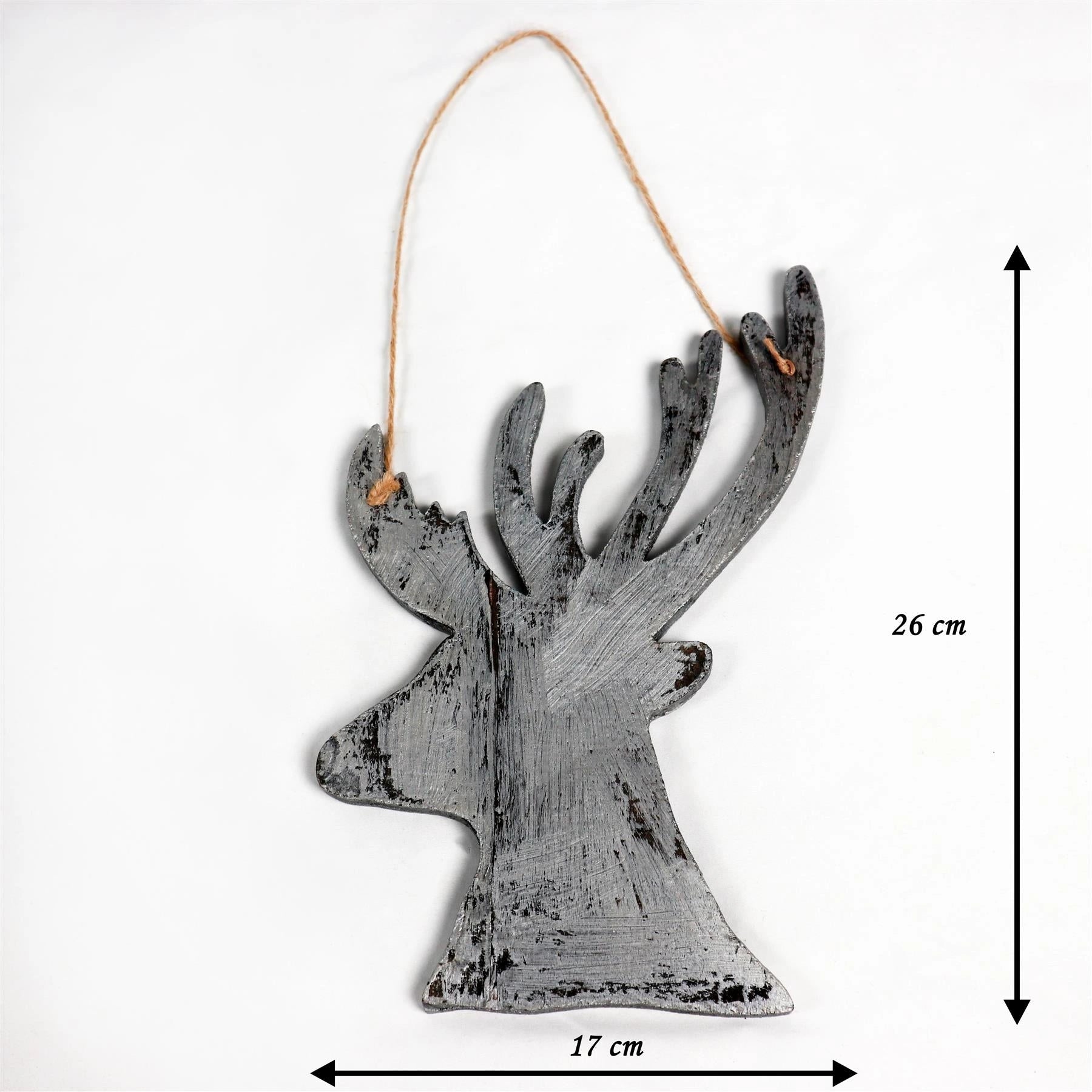 Hanging Wooden Silver Side Head Deer Christmas Wall Decoration Party Showpiece