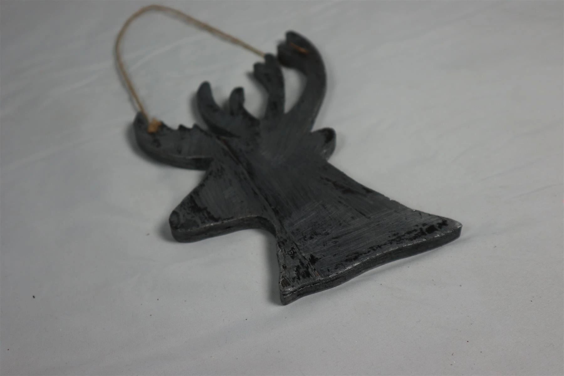 Hanging Wooden Silver Side Head Deer Christmas Wall Decoration Party Showpiece