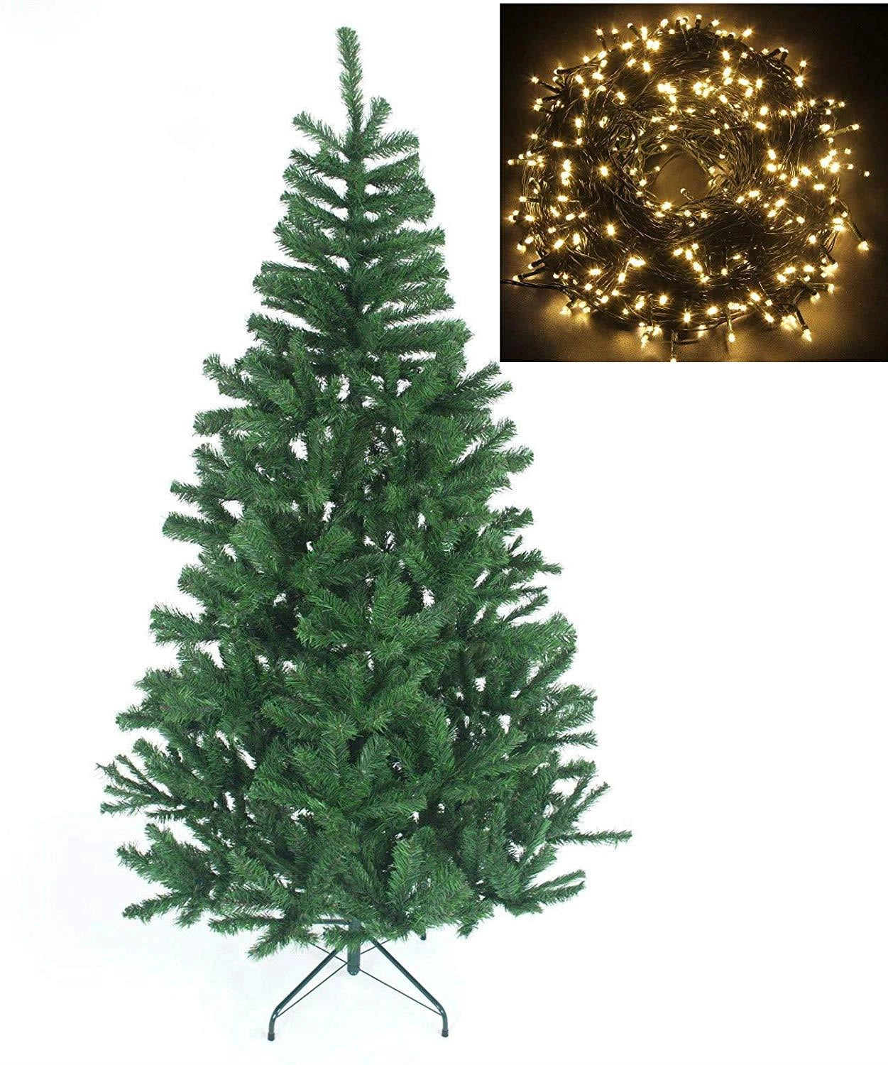 Green Christmas Tree Home Decorations Size 7Ft / 210Cm / With 500 Warm White Led Lights (Separate)