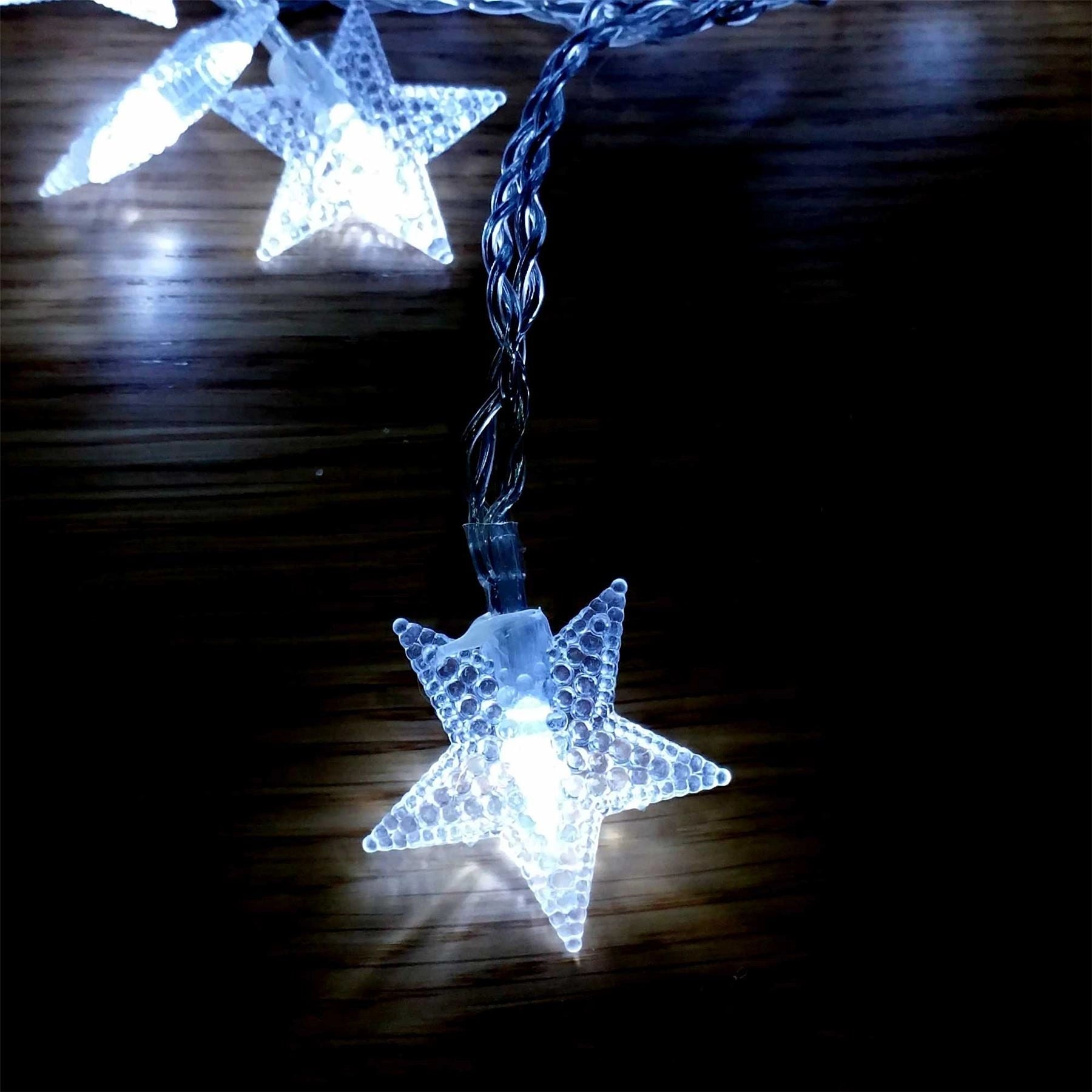 Frono 3.3M Battery Operated Star 20 Clear White Led String Light  D???Cor