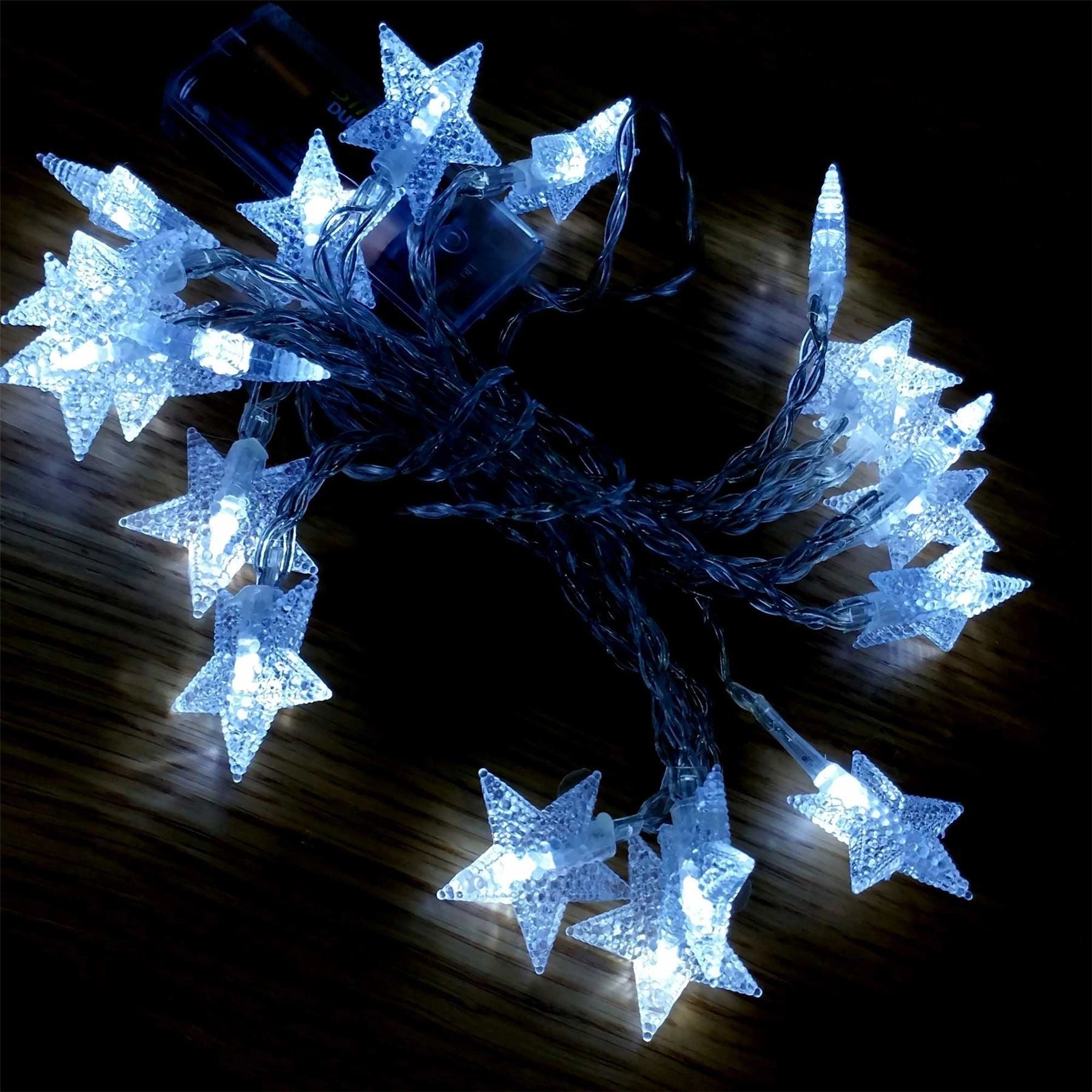 Frono 3.3M Battery Operated Star 20 Clear White Led String Light  D???Cor
