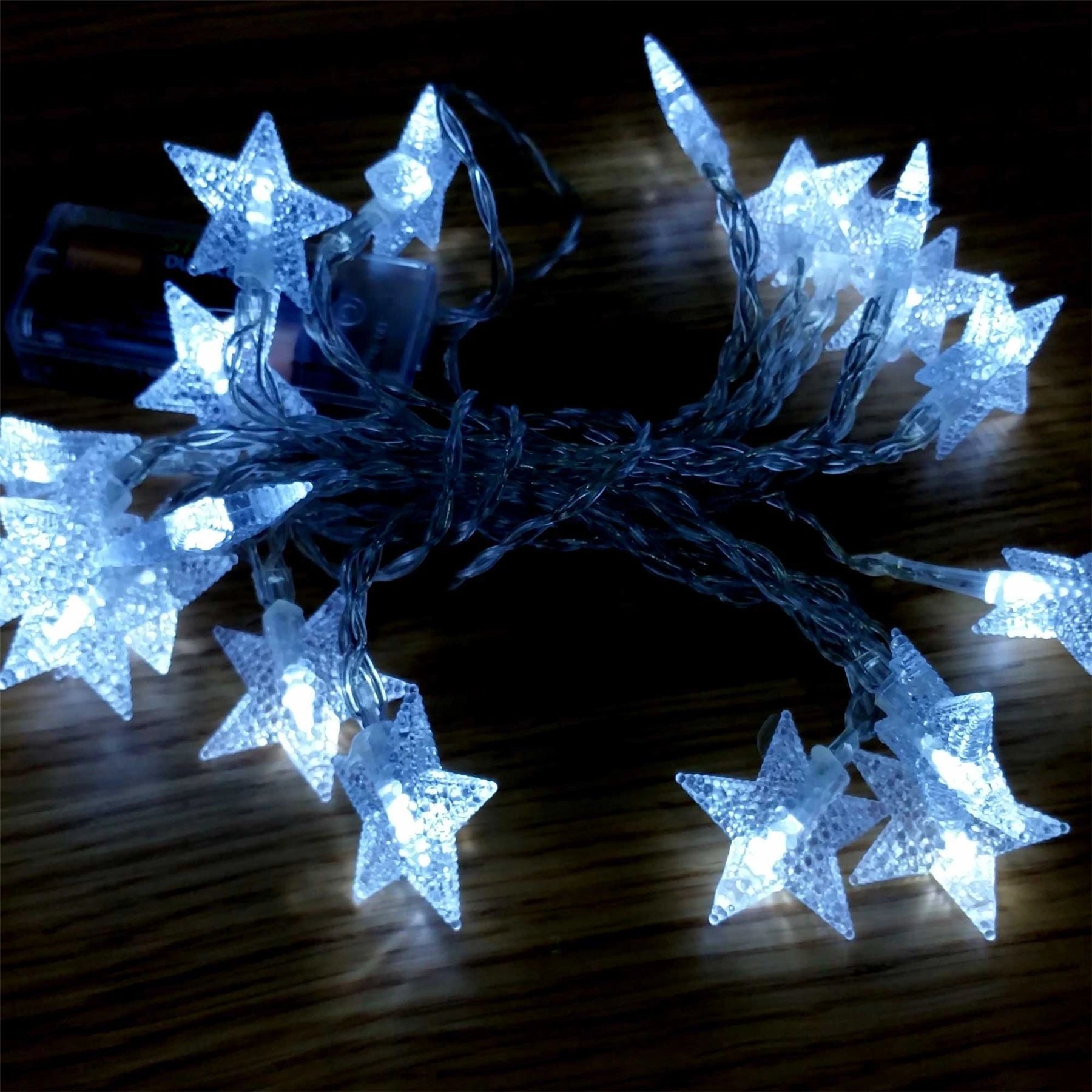 Frono 3.3M Battery Operated Star 20 Clear White Led String Light  D???Cor