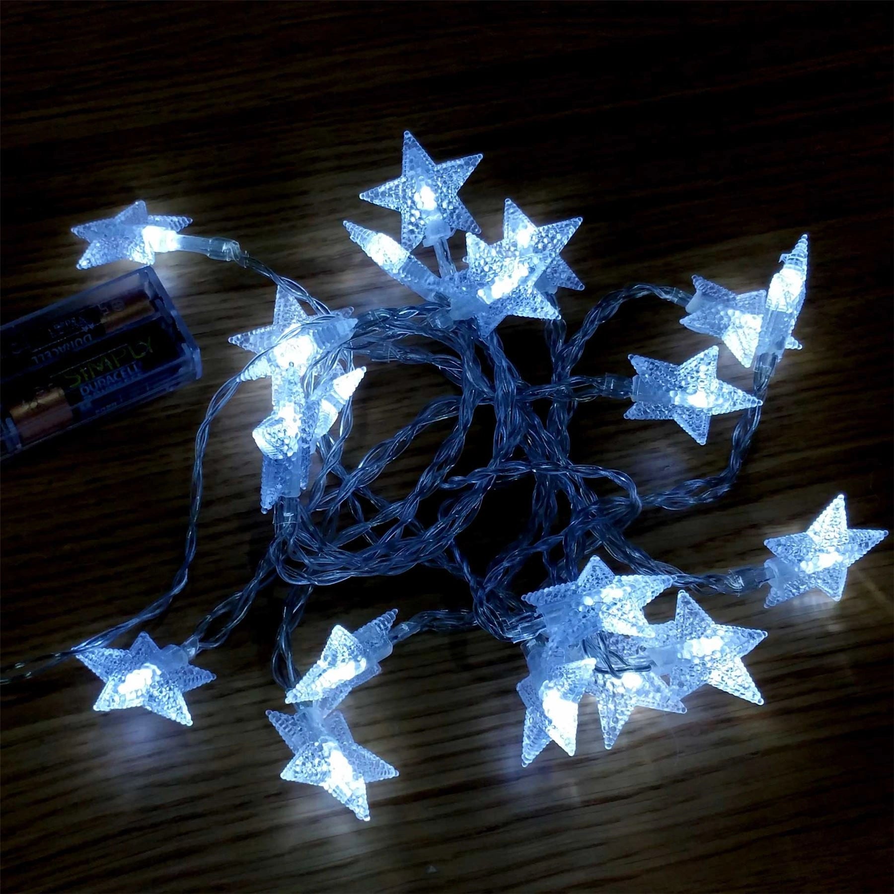 Frono 3.3M Battery Operated Star 20 Clear White Led String Light  D???Cor