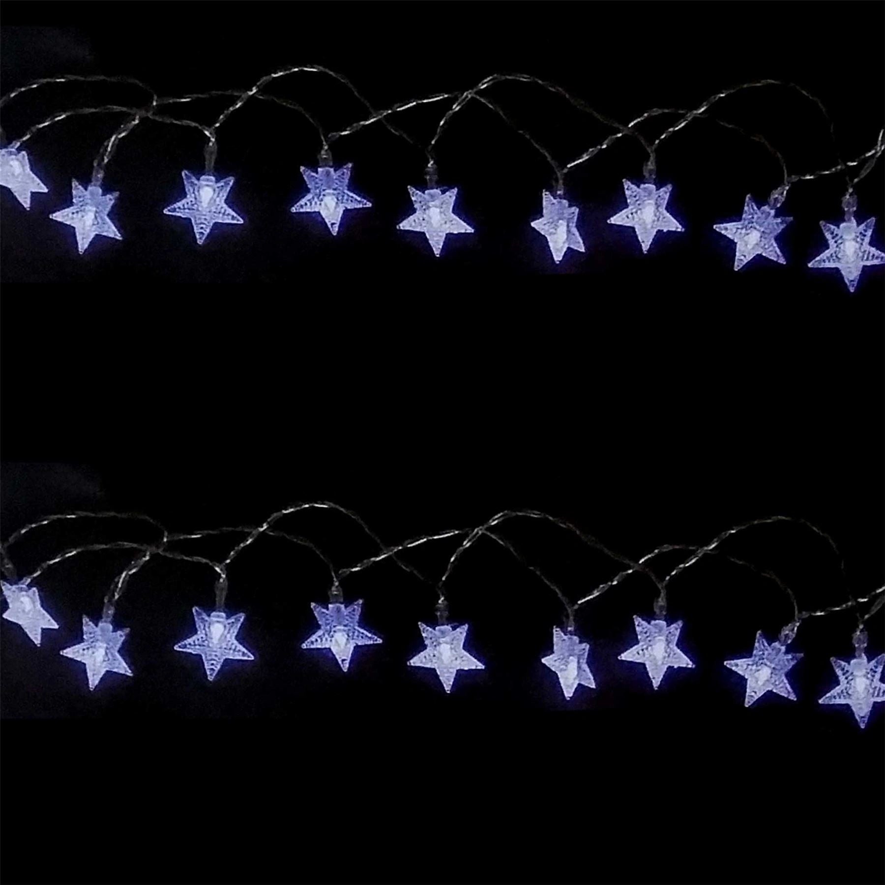 Frono 3.3M Battery Operated Star 20 Clear White Led String Light  D???Cor