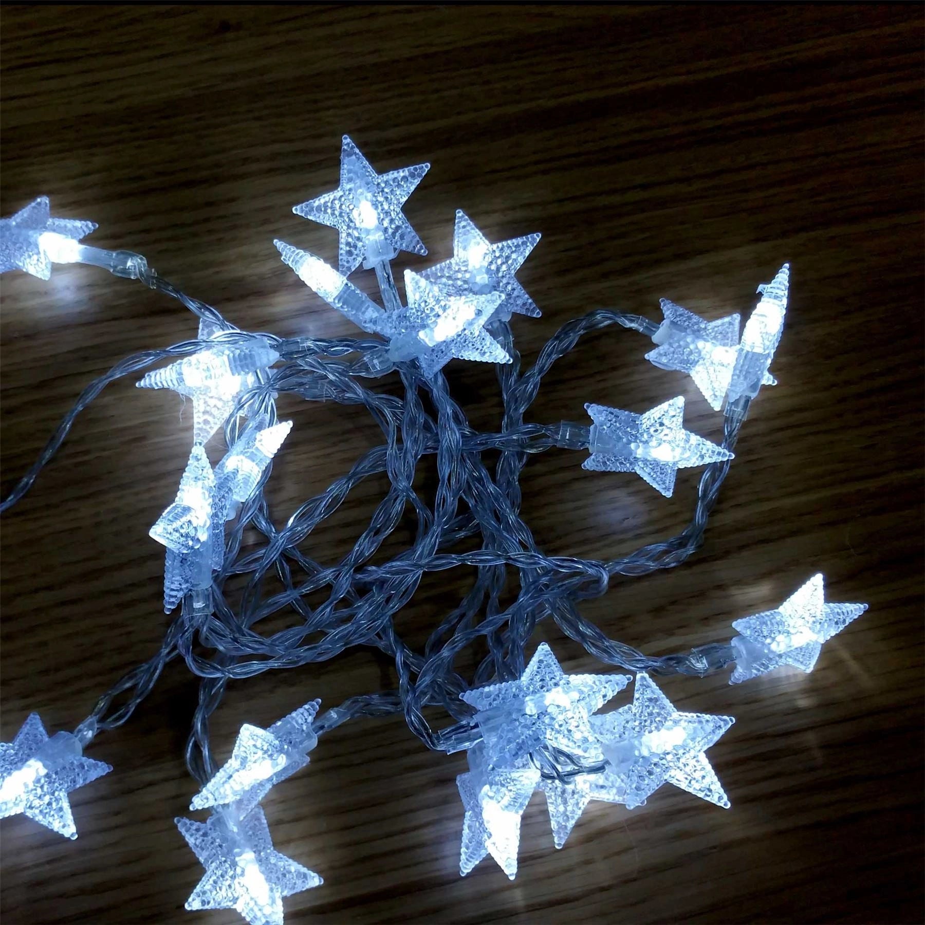 Frono 3.3M Battery Operated Star 20 Clear White Led String Light  D???Cor