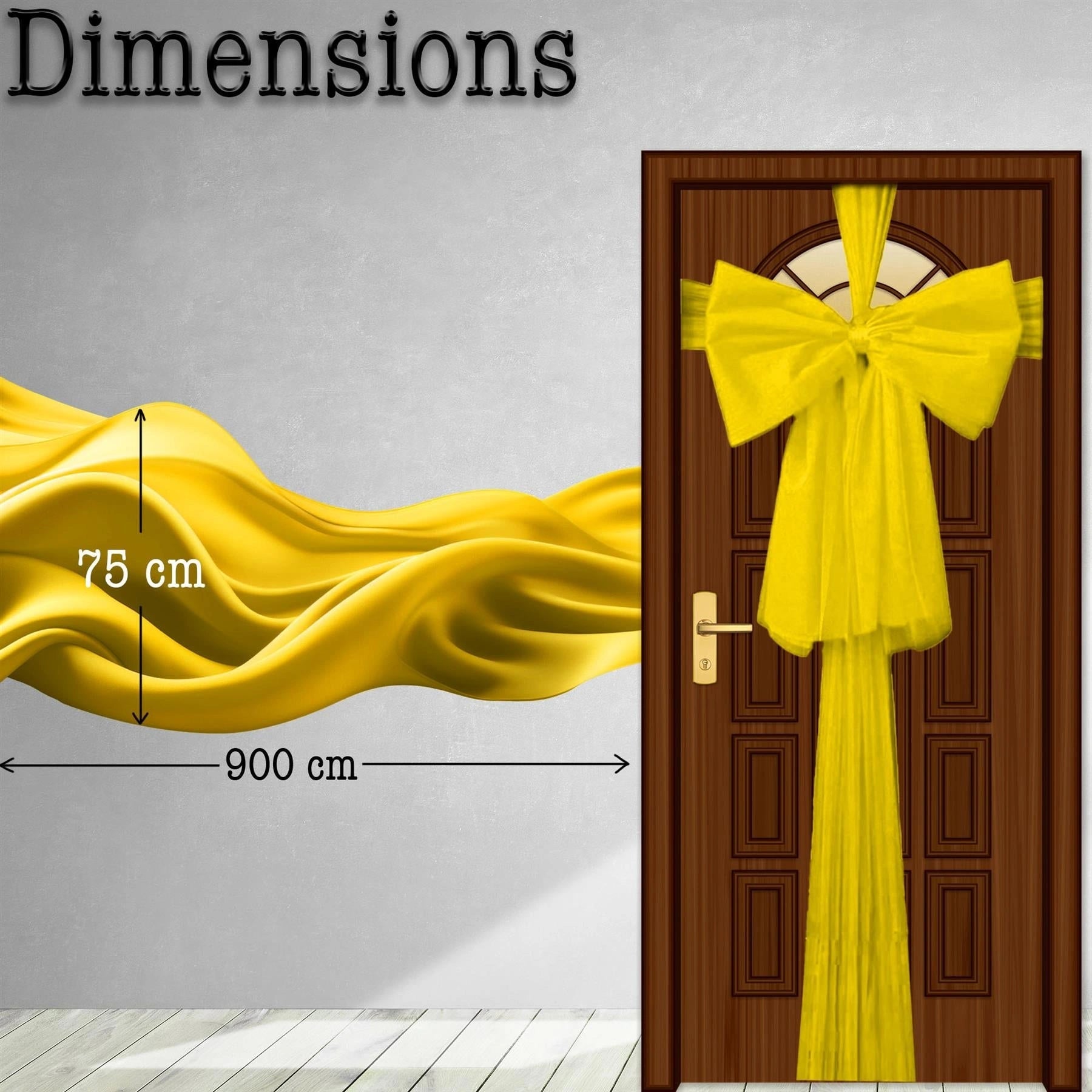 2PCS Giant Christmas Door Bow Gold Organza Wedding Festive Xmas Home Decor 9m