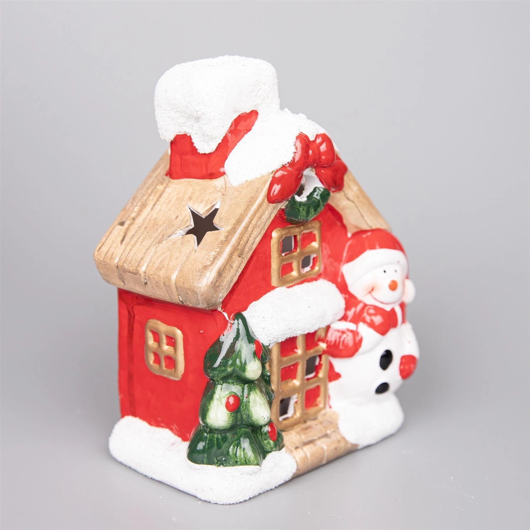 2Pcs Charming LED Snowman Christmas Village House for Festive Decor LED Light Up