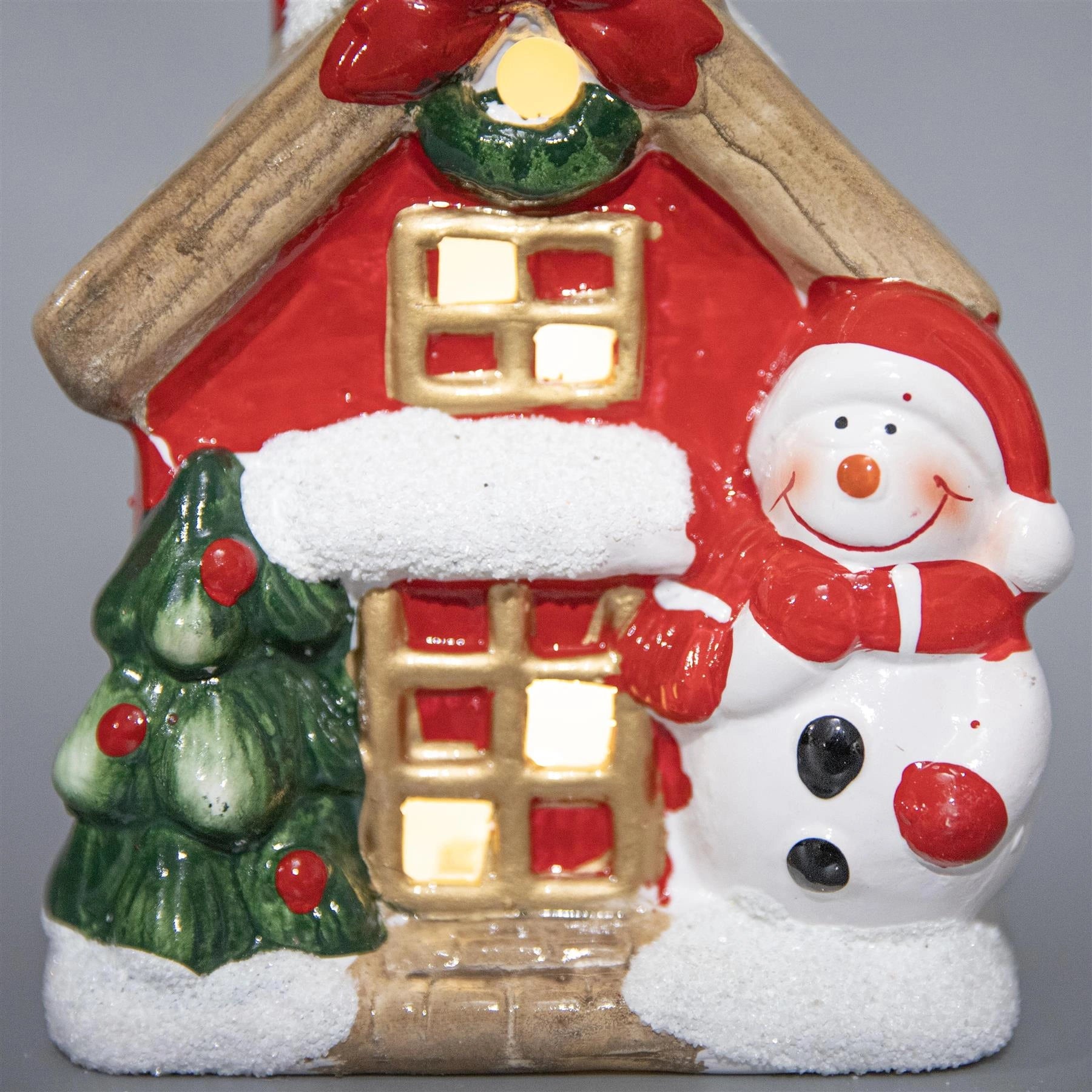 2Pcs Charming LED Snowman Christmas Village House for Festive Decor LED Light Up