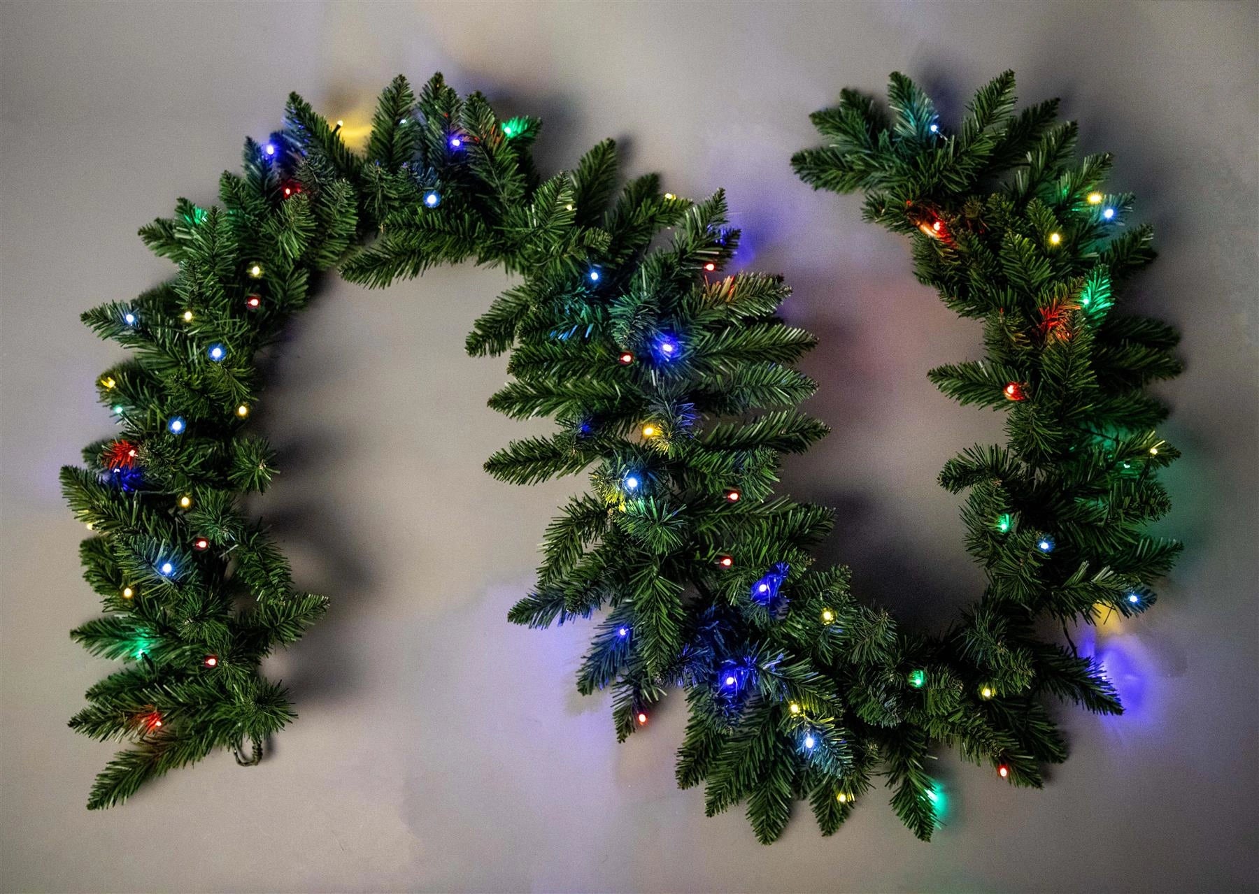 Green Christmas Garland Pre Lit Artificial Bushy Pine Wall Door XMAS Home Decor