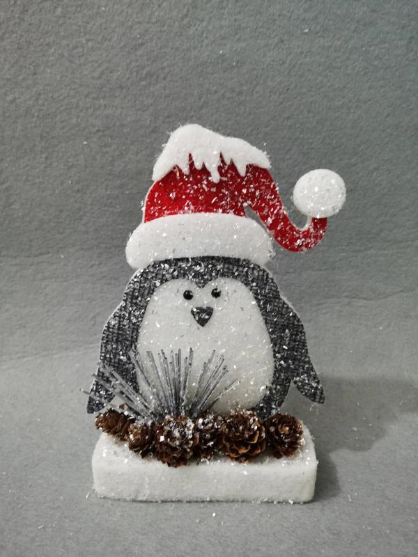 Christmas Decorations Penguin Table Center Piece Window Figure Xmas Home 20cm