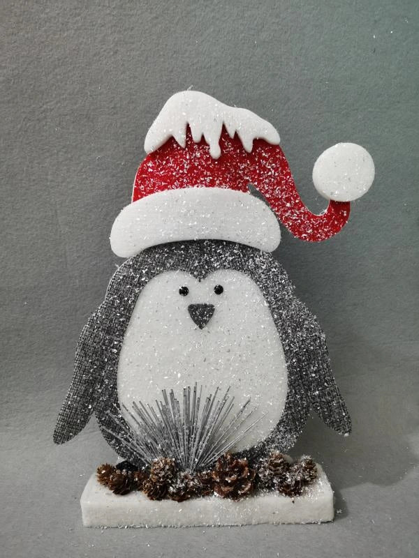 Christmas Decorations Penguin Table Center Piece Window Figure Xmas Home 20cm