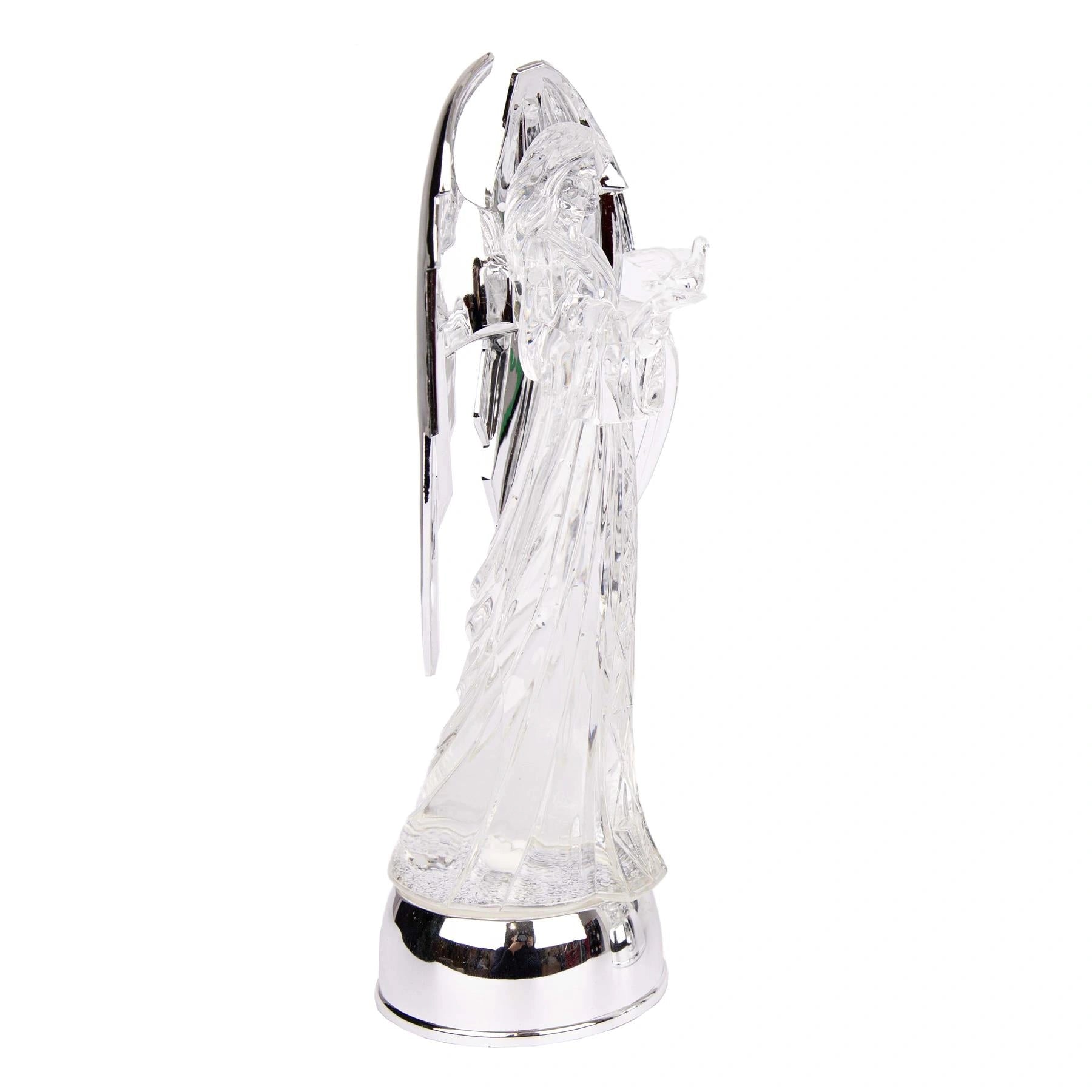 33cm LED Angel Figure Water Spinner Tabletop Ornament Christmas Decor Side Face