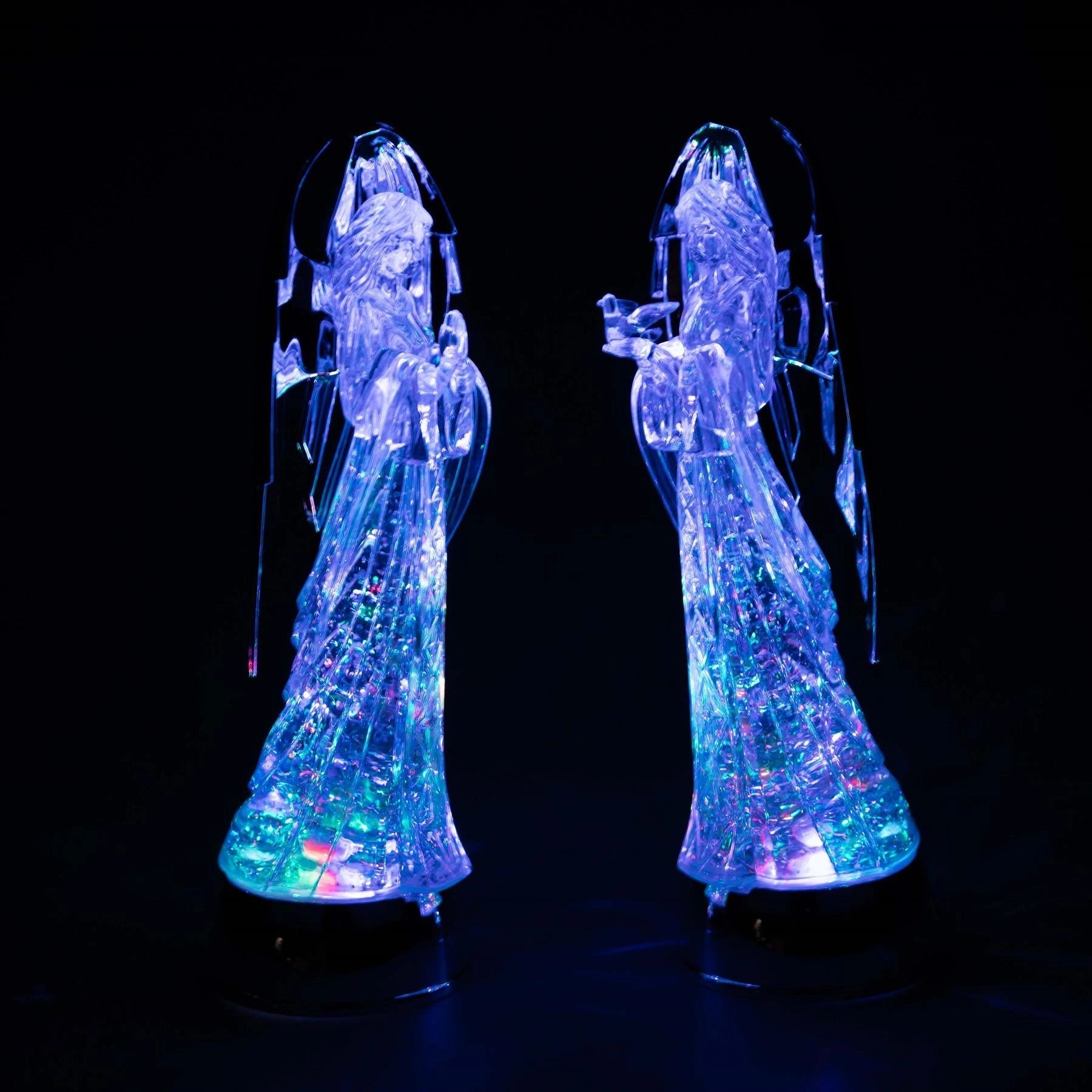 33cm LED Angel Figure Water Spinner Tabletop Ornament Christmas Decor Side Face