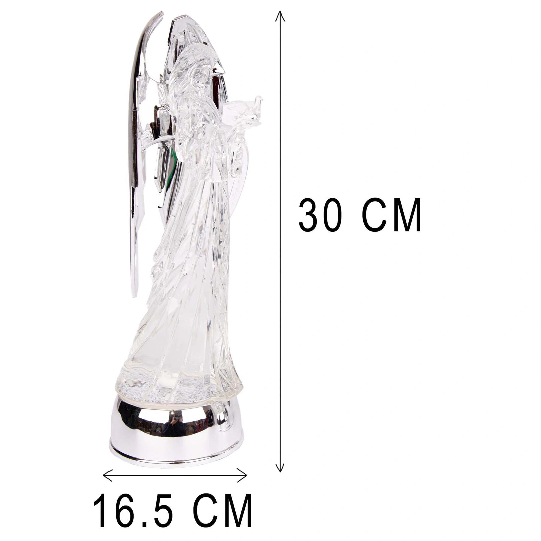 33cm LED Angel Figure Water Spinner Tabletop Ornament Christmas Decor Side Face