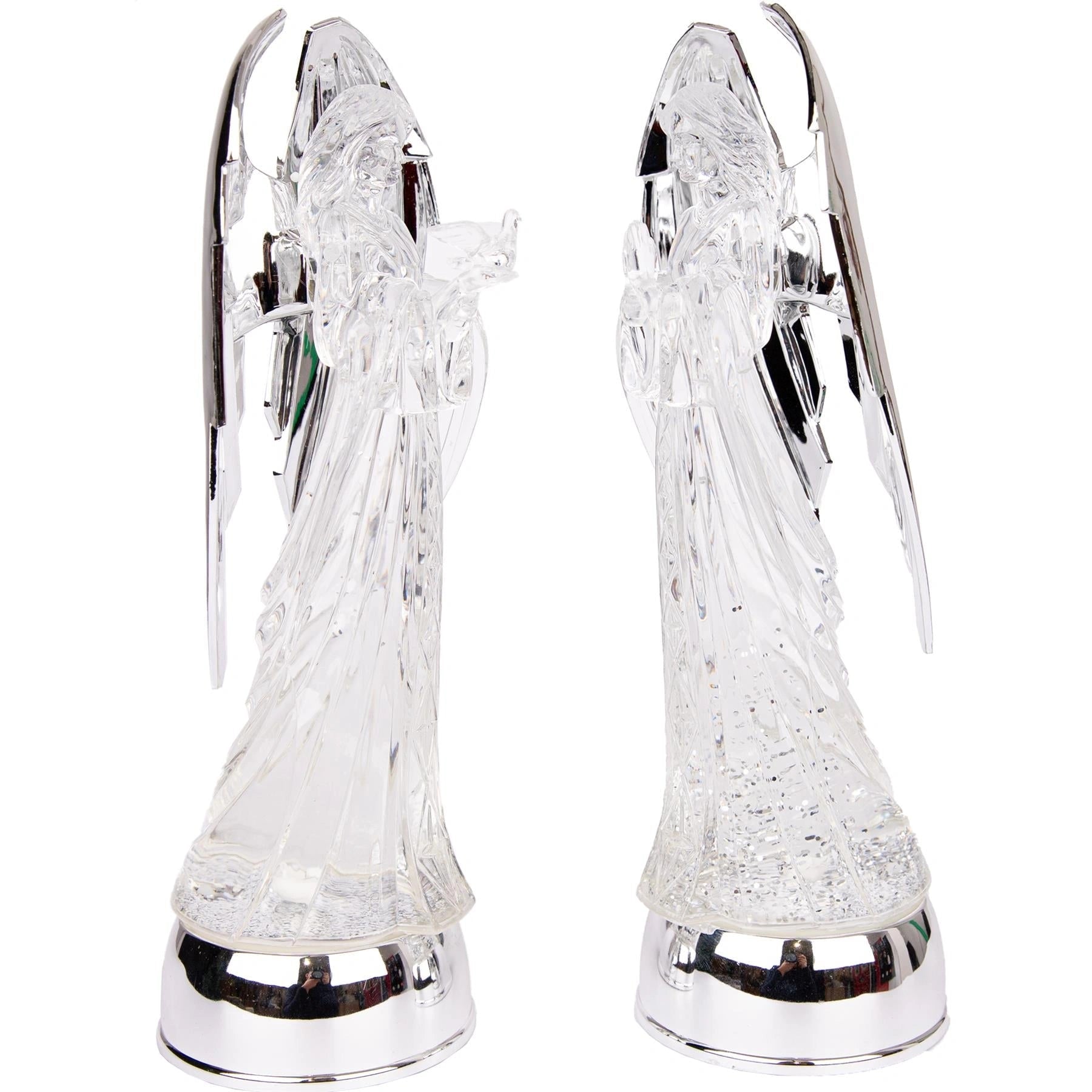 33cm LED Angel Figure Water Spinner Tabletop Ornament Christmas Decor Side Face