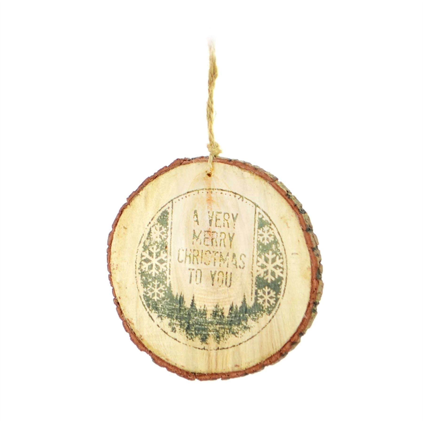 10Cm Wooden Ornament Hand Crafted Christmas Handing Decoration -"A Very Merry Christmas To You"