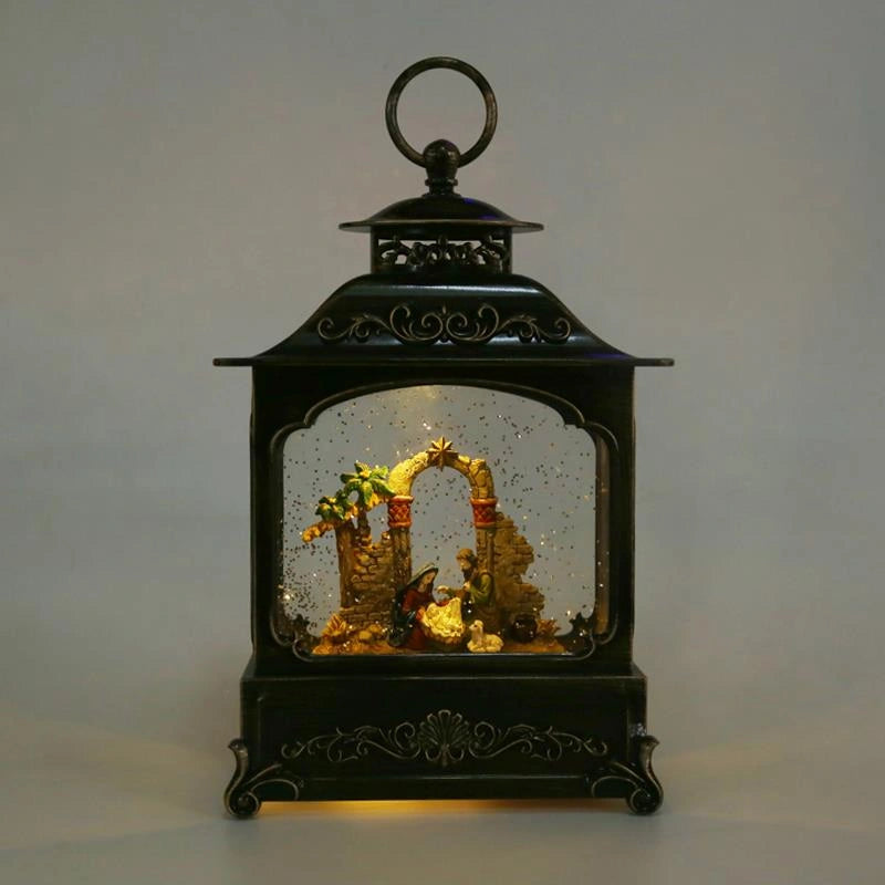Light Up Nativity Scene Lantern Water Glitter Snow Globe Christmas Decorations