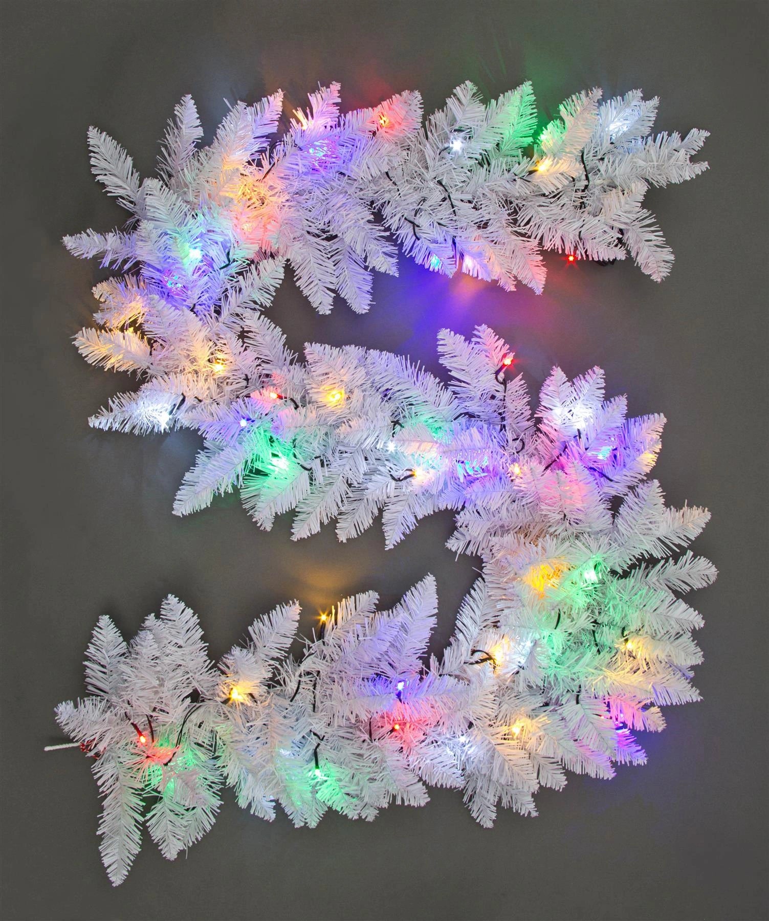 White Christmas Garland Pre Lit Artificial Bushy Pine Wall Door XMAS Home Decor
