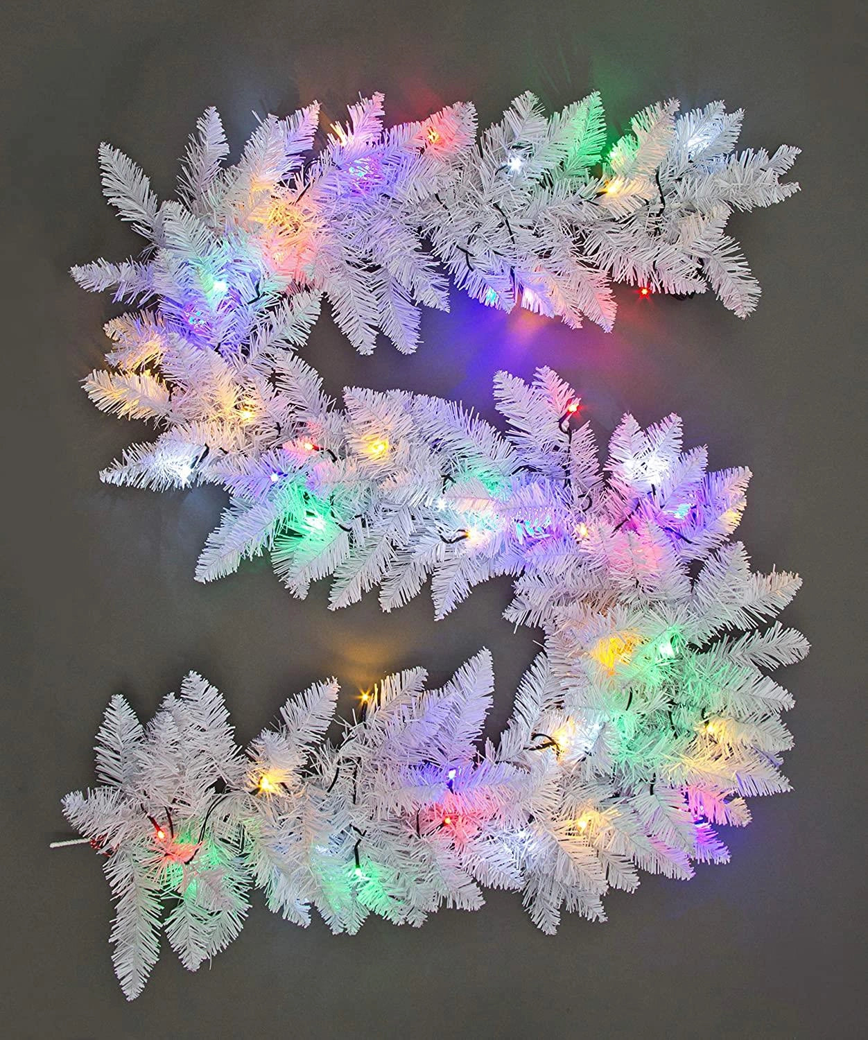 White Christmas Garland Pre Lit Artificial Bushy Pine Wall Door XMAS Home Decor