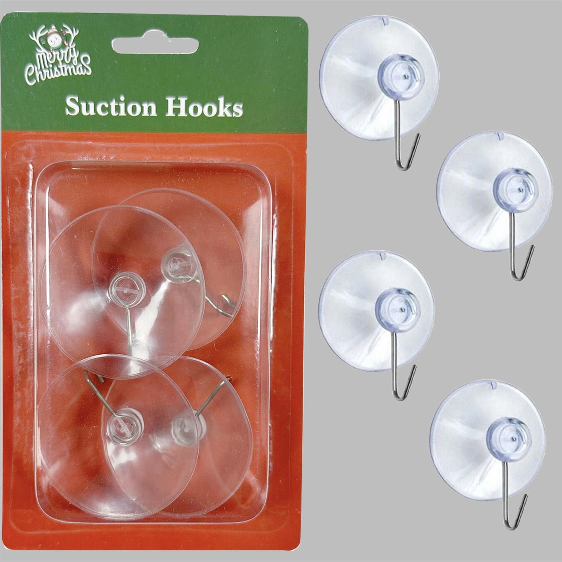 Heavy Duty Suction Hook Kitchen Bathroom Wall Sign Christmas Decoration 4pc 53mm