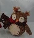 Christmas Hanging Decoration Fabric Knitted Owl Brown