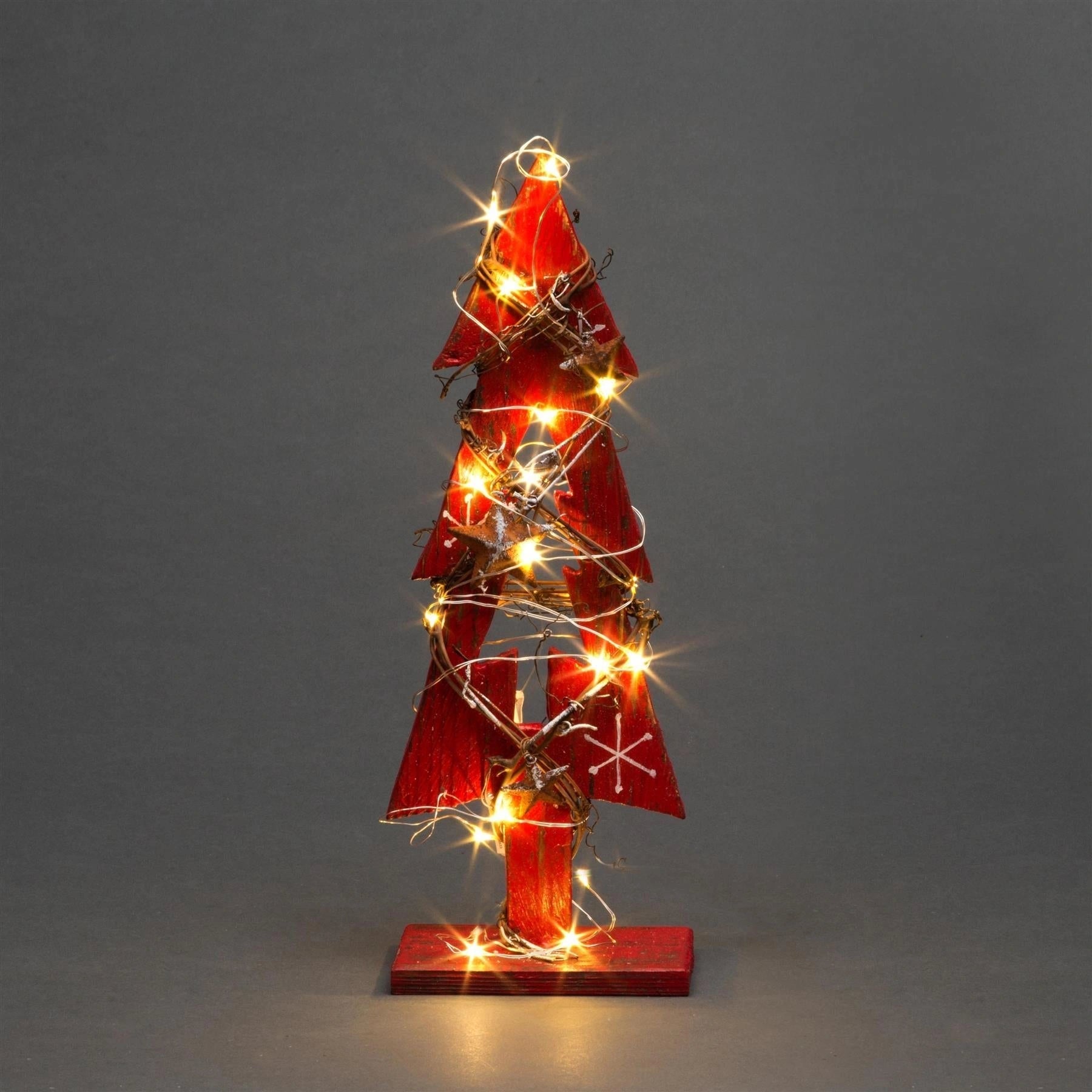 Red Wooden Tree LEDs Christmas Table Decorations Xmas Party Office Home Piece