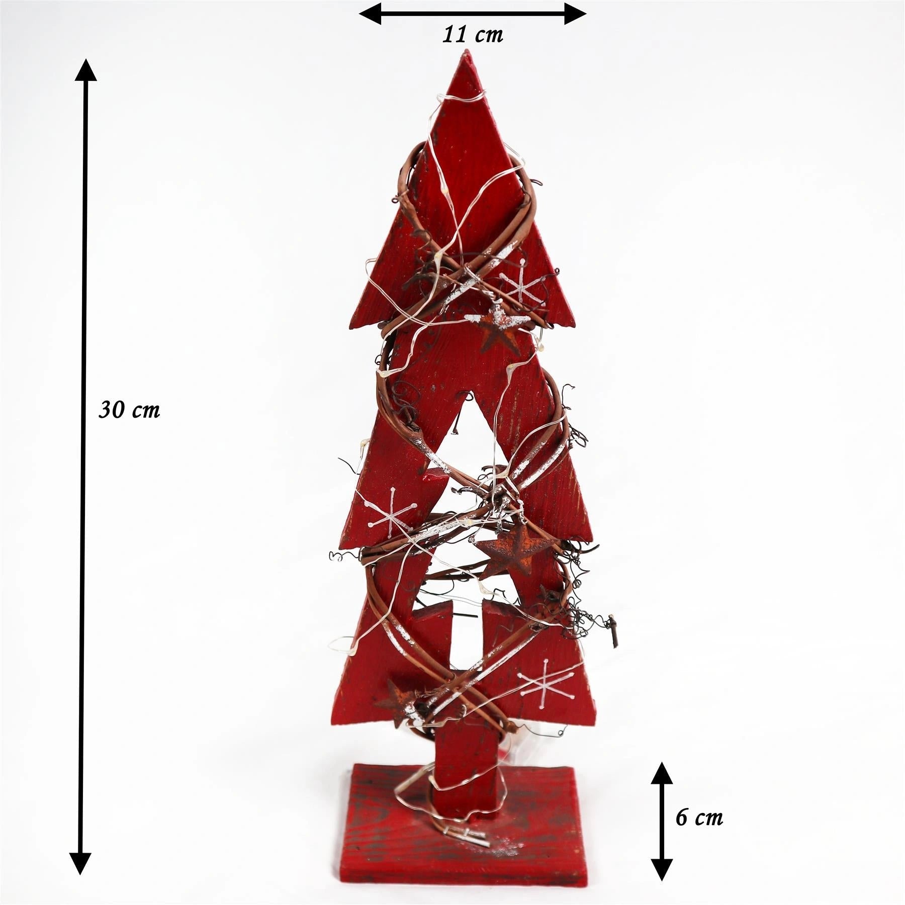 Red Wooden Tree LEDs Christmas Table Decorations Xmas Party Office Home Piece