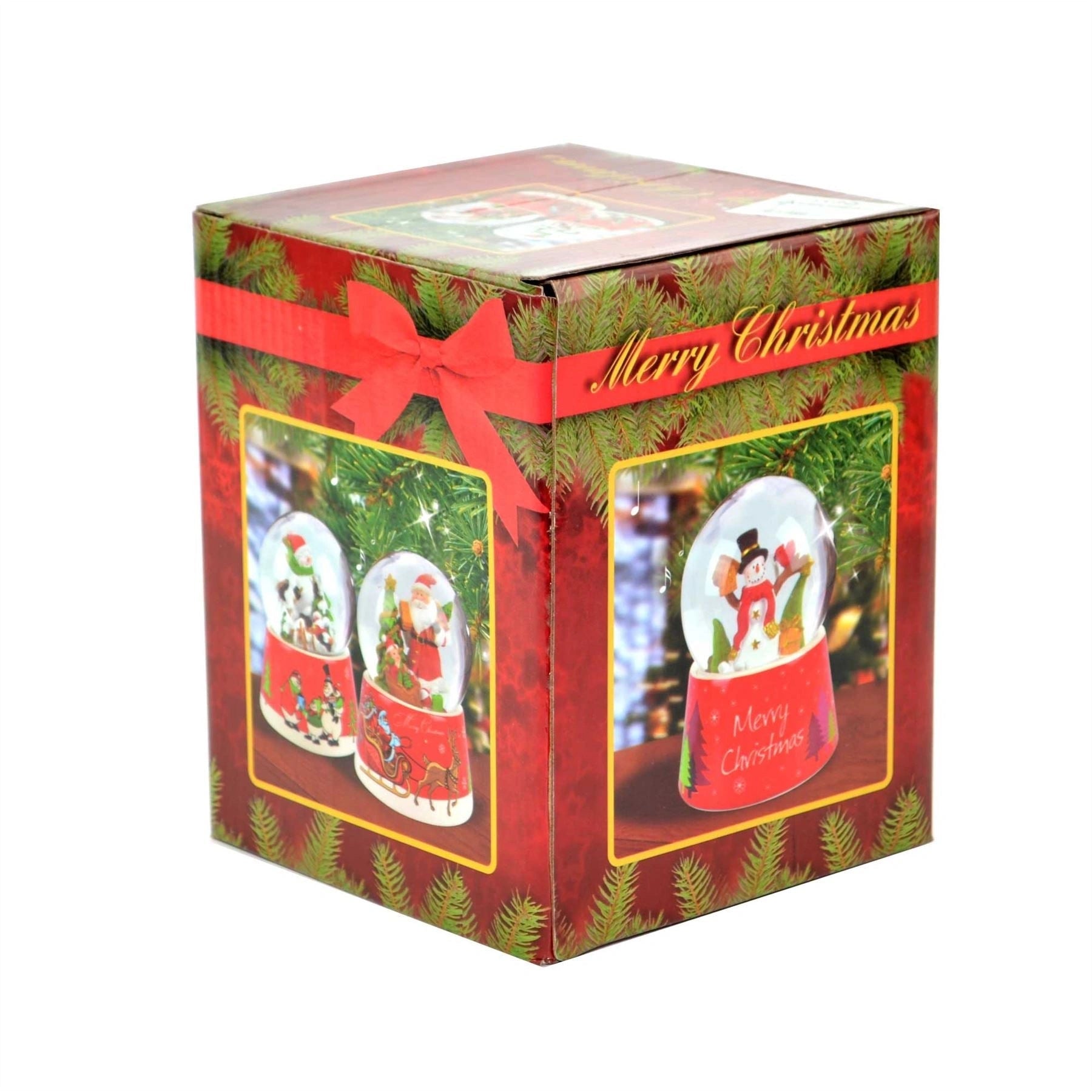 Christmas Snow Globes Santa on Sleigh with Snowflakes Xmas Decorations