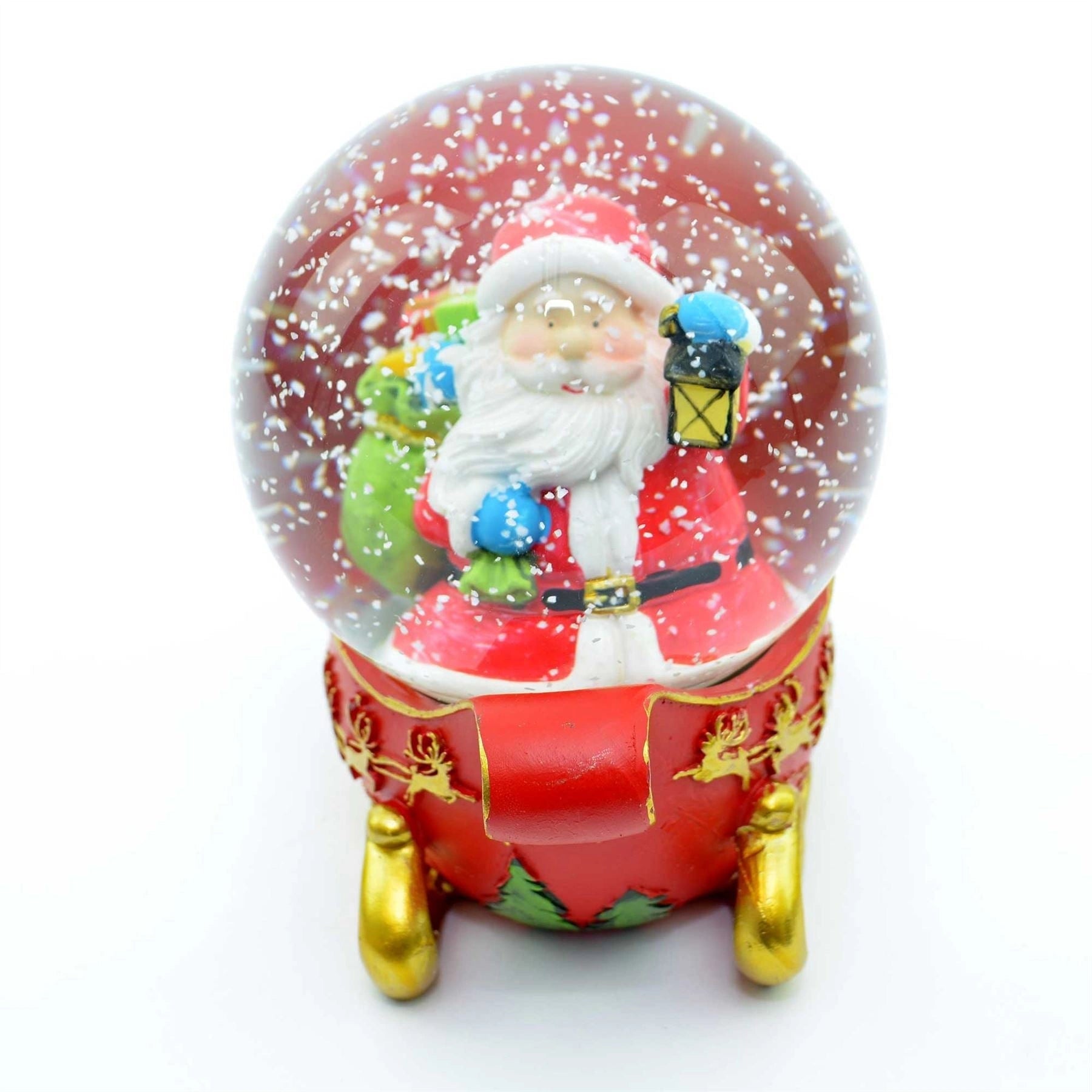 Christmas Snow Globes Santa on Sleigh with Snowflakes Xmas Decorations