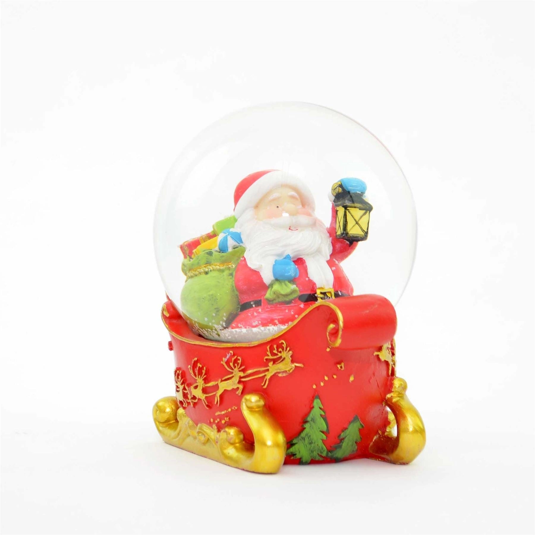 Christmas Snow Globes Santa on Sleigh with Snowflakes Xmas Decorations