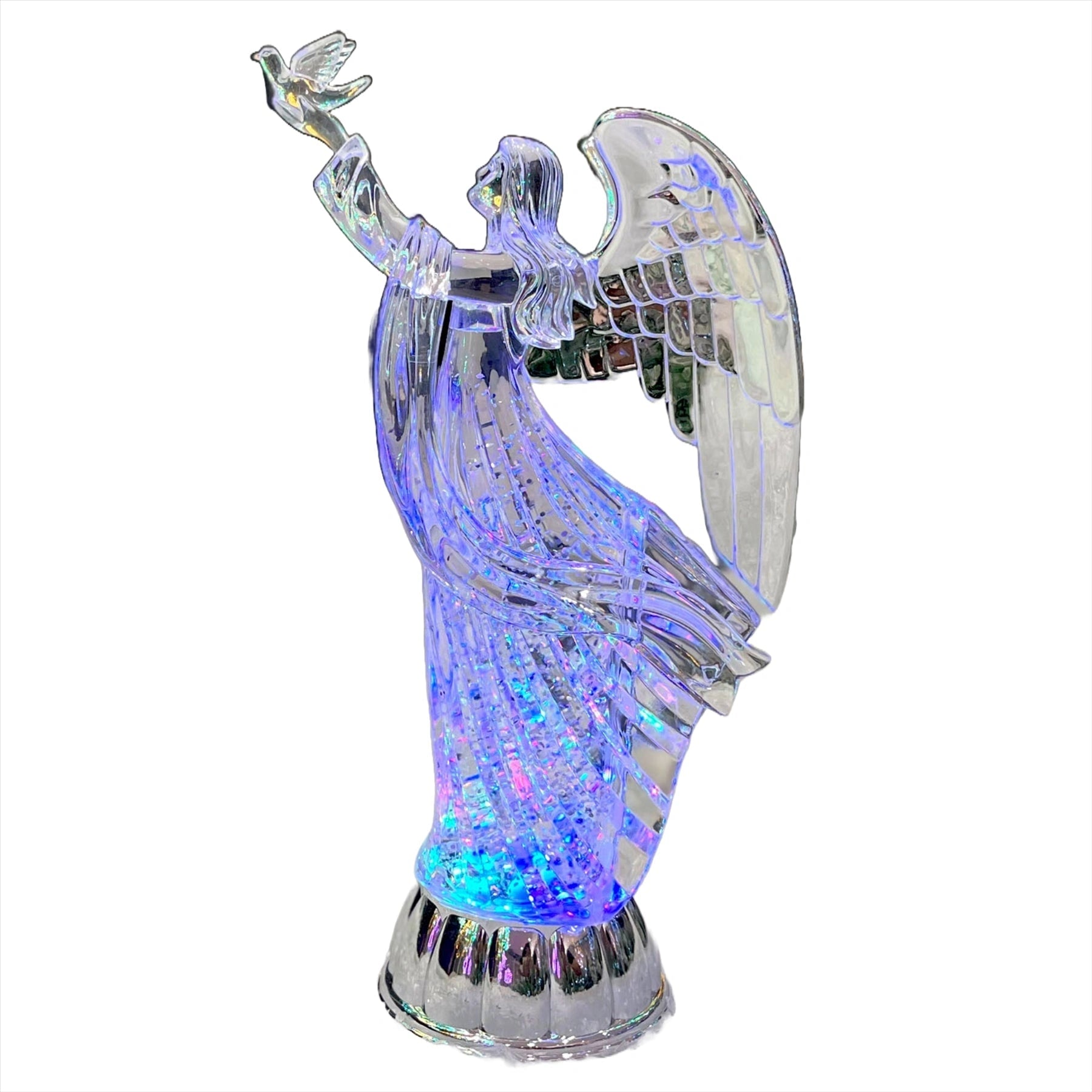 30cm LED Angel Figure Water Spinner Tabletop Ornament Christmas Home Decorations