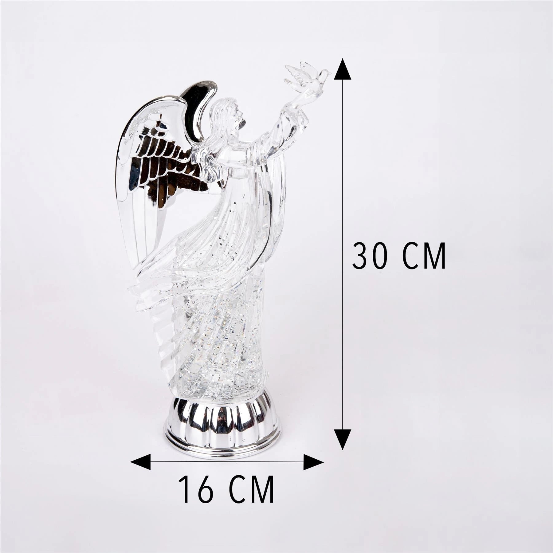 30cm LED Angel Figure Water Spinner Tabletop Ornament Christmas Home Decorations